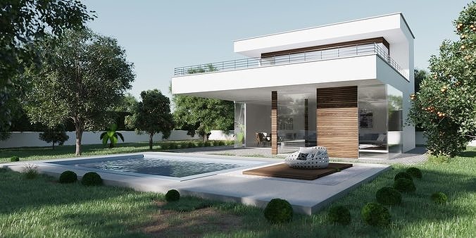 Modern Building V03 3D model