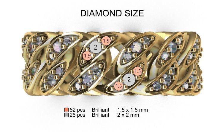 CUBAN RING SIZE 12 USA 3D print model_3