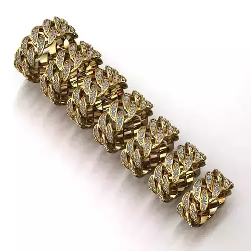 7 SIZE CUBAN RINGS PACK 3D Model Collection