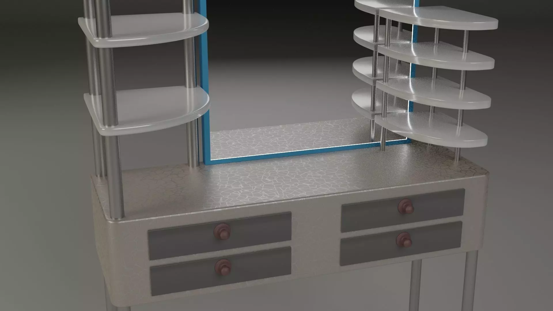 MakeUp table with mirror 3D model_0