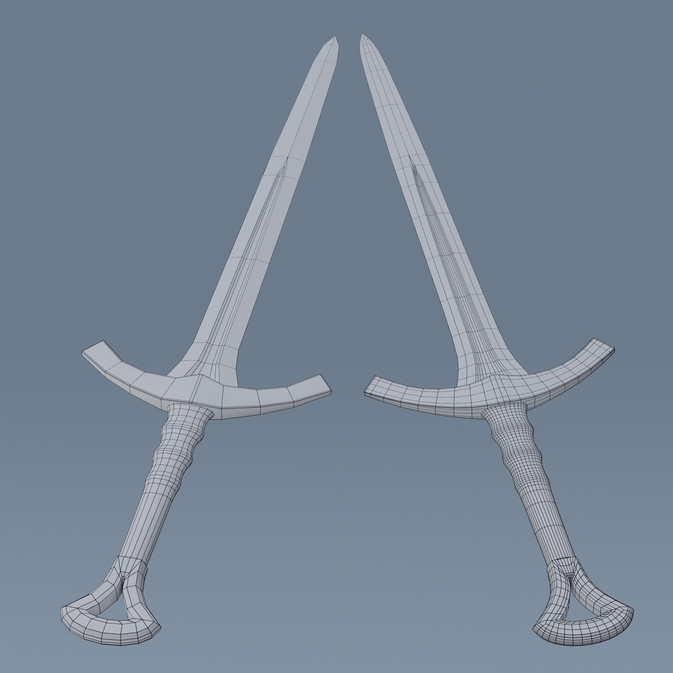 Sword pair of swords Low-poly 3D model_5