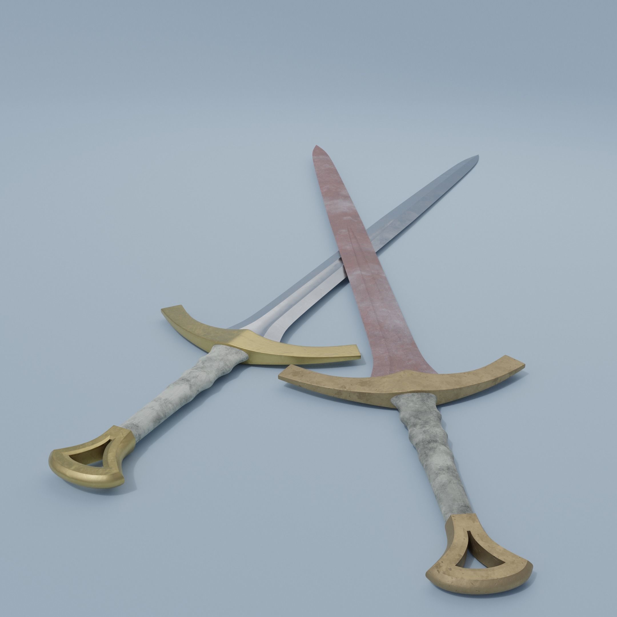 Sword pair of swords Low-poly 3D model_1