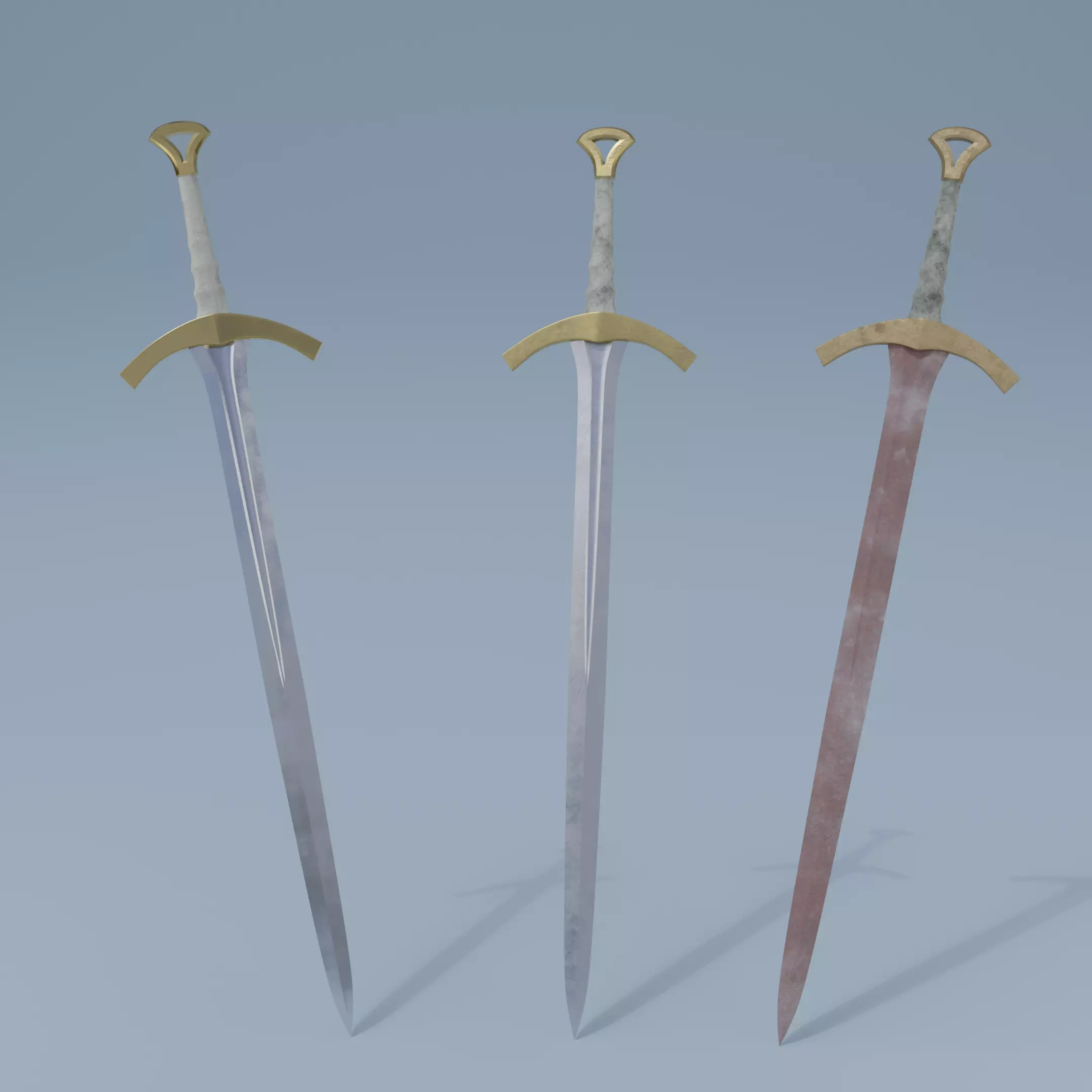 Sword pair of swords Low-poly 3D model_0
