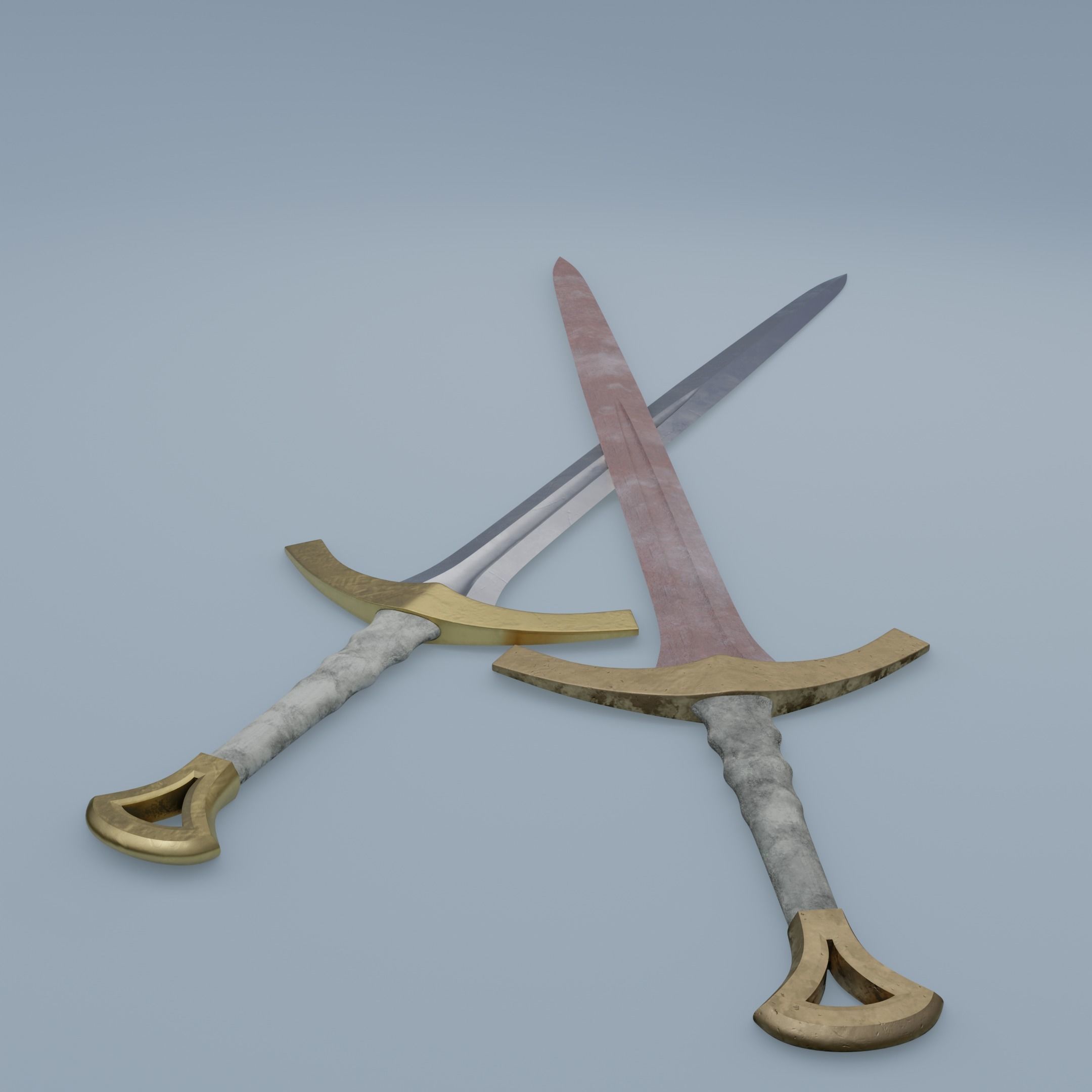Sword pair of swords Low-poly 3D model_7