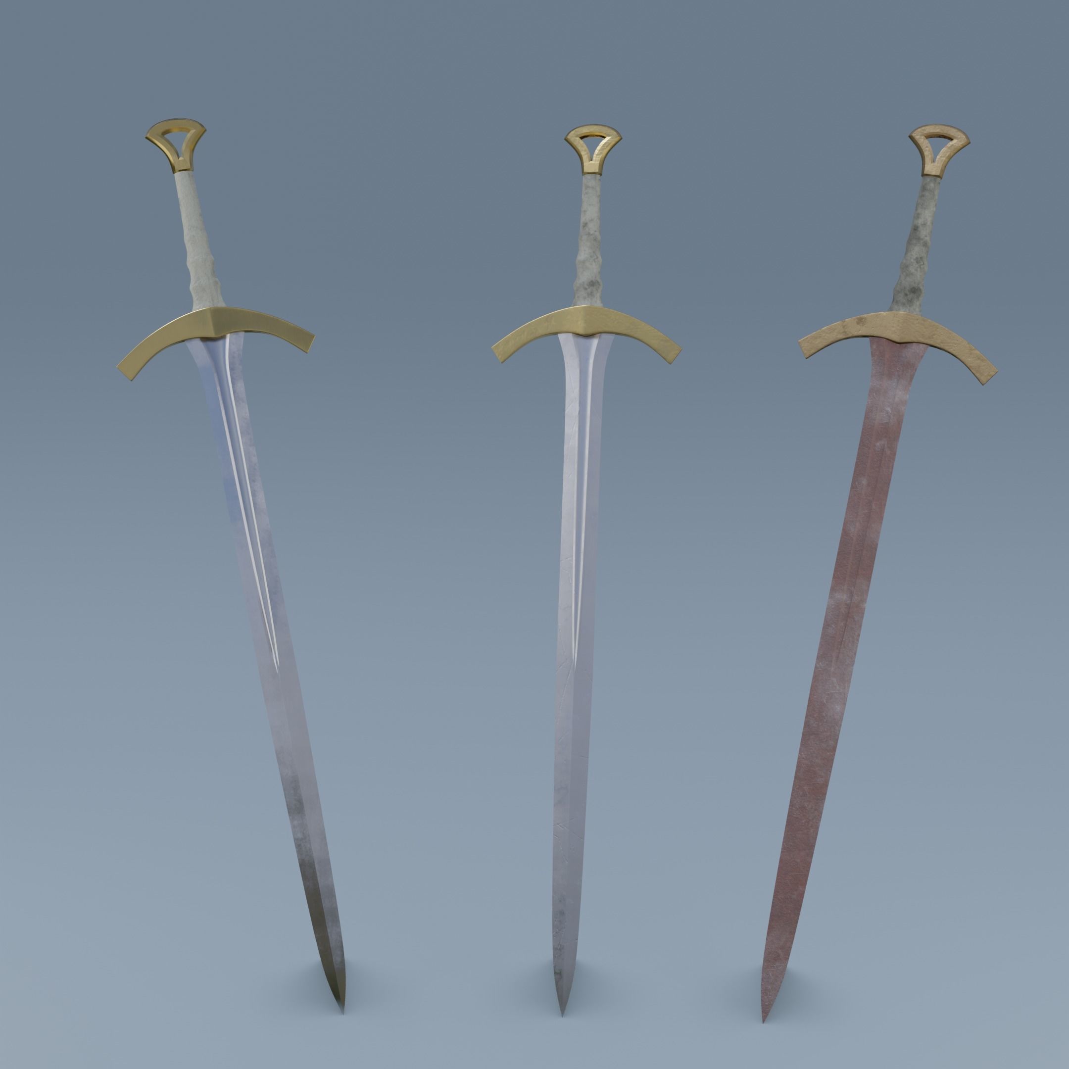 Sword pair of swords Low-poly 3D model_6
