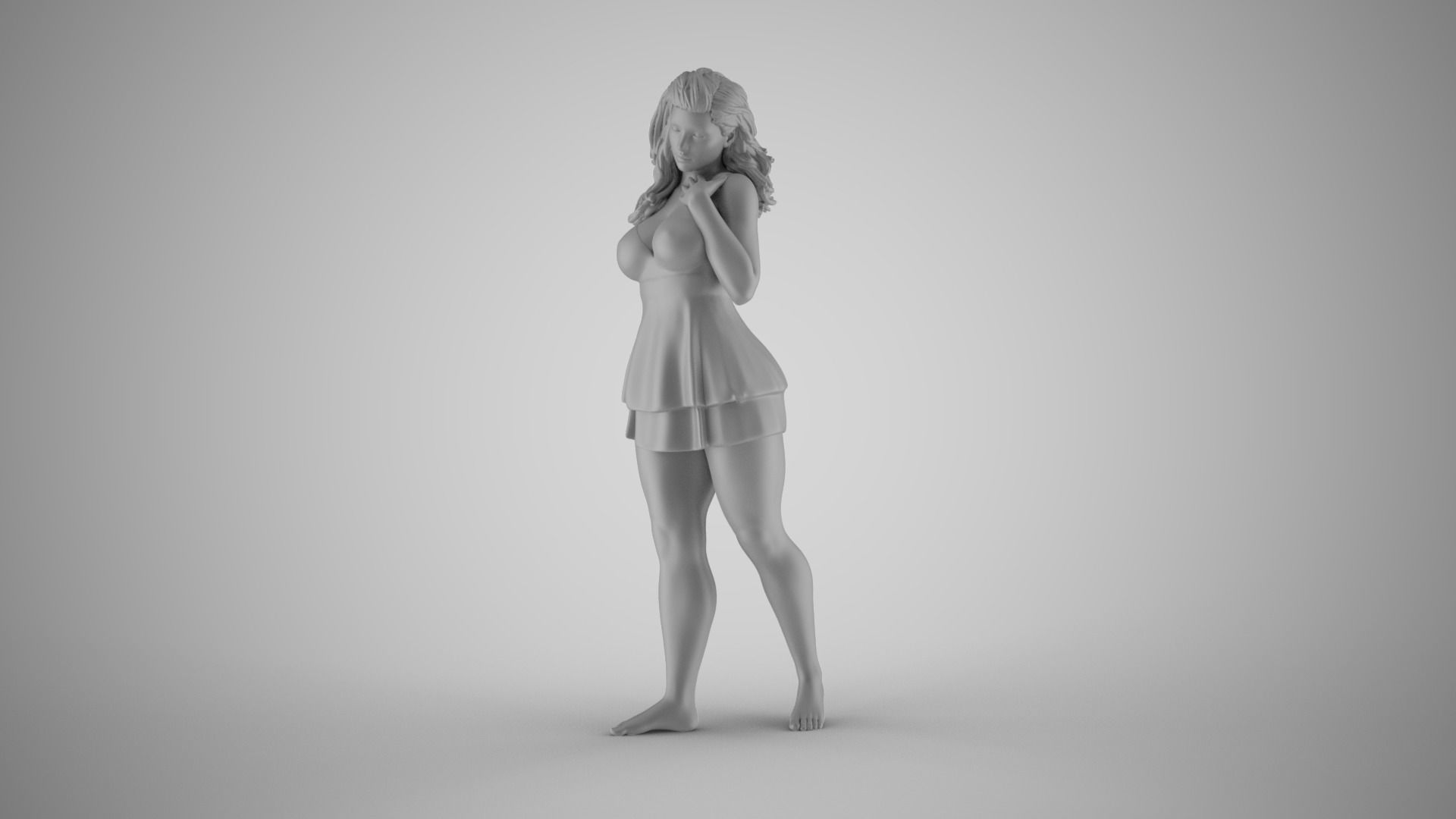 Loveliness 7 woman in dress 3D print model_1