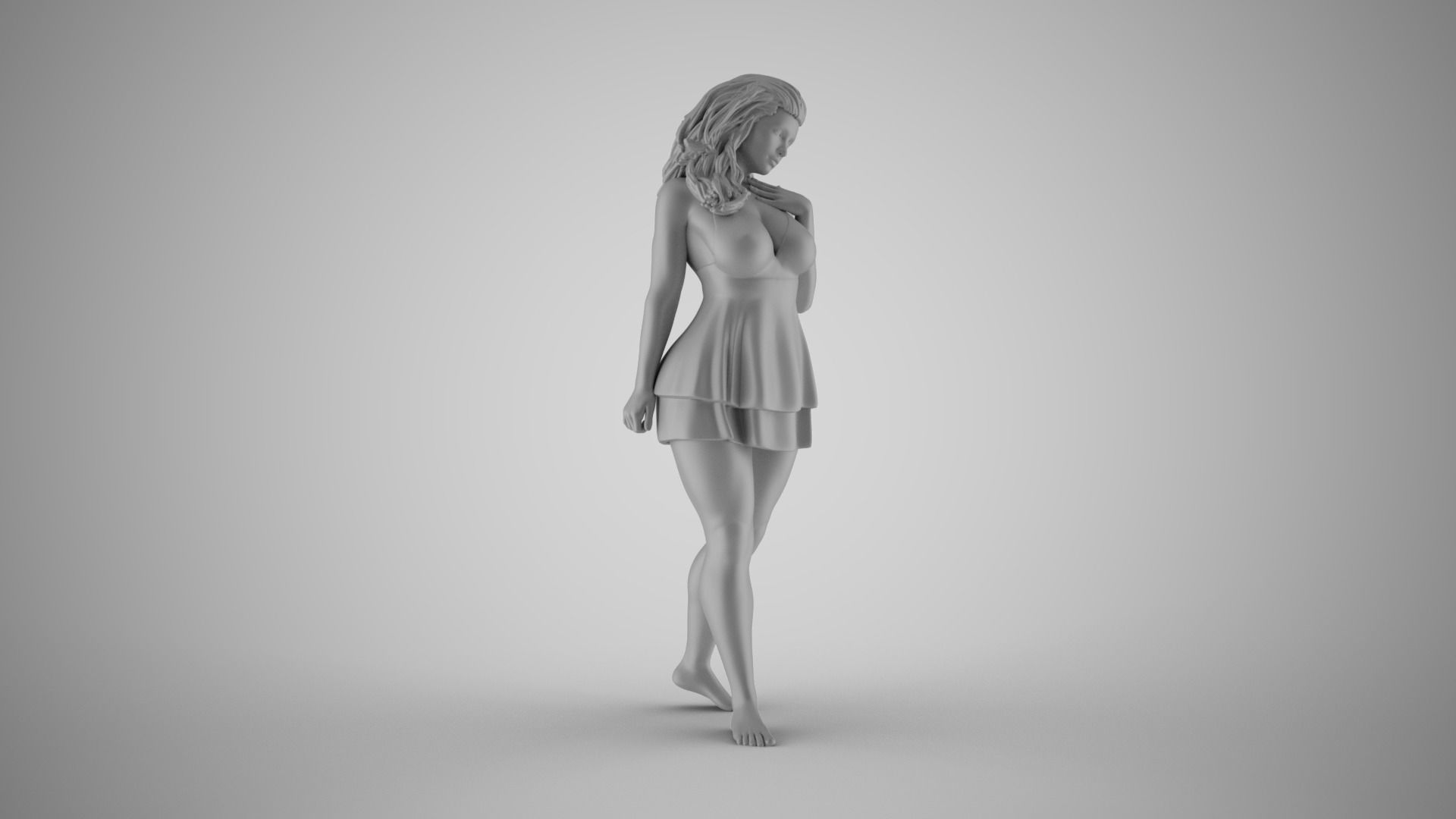 Loveliness 7 woman in dress 3D print model_3