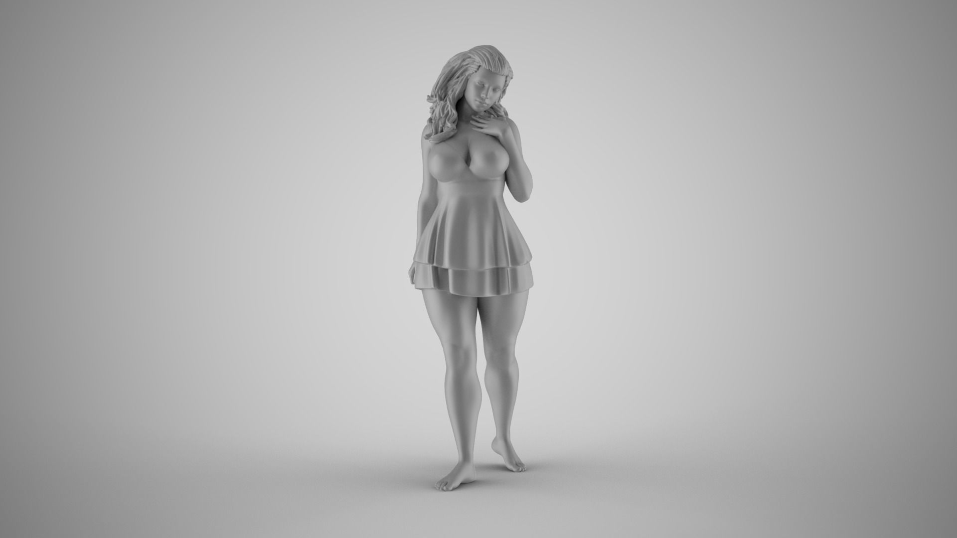 Loveliness 7 woman in dress 3D print model_2