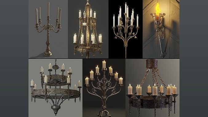 Candle Holders Pack 3D Model Collection