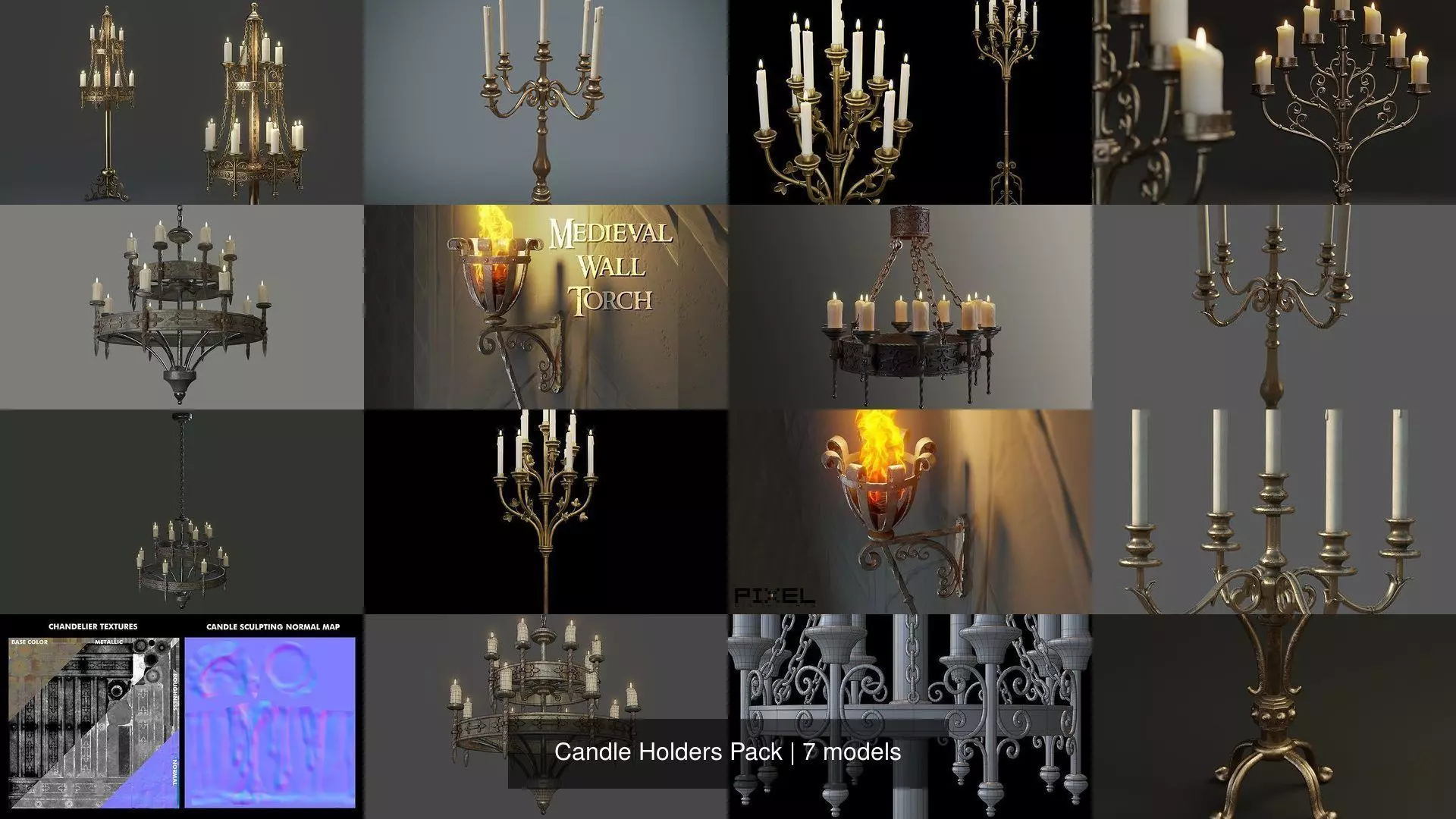 Candle Holders Pack 3D Model Collection_4