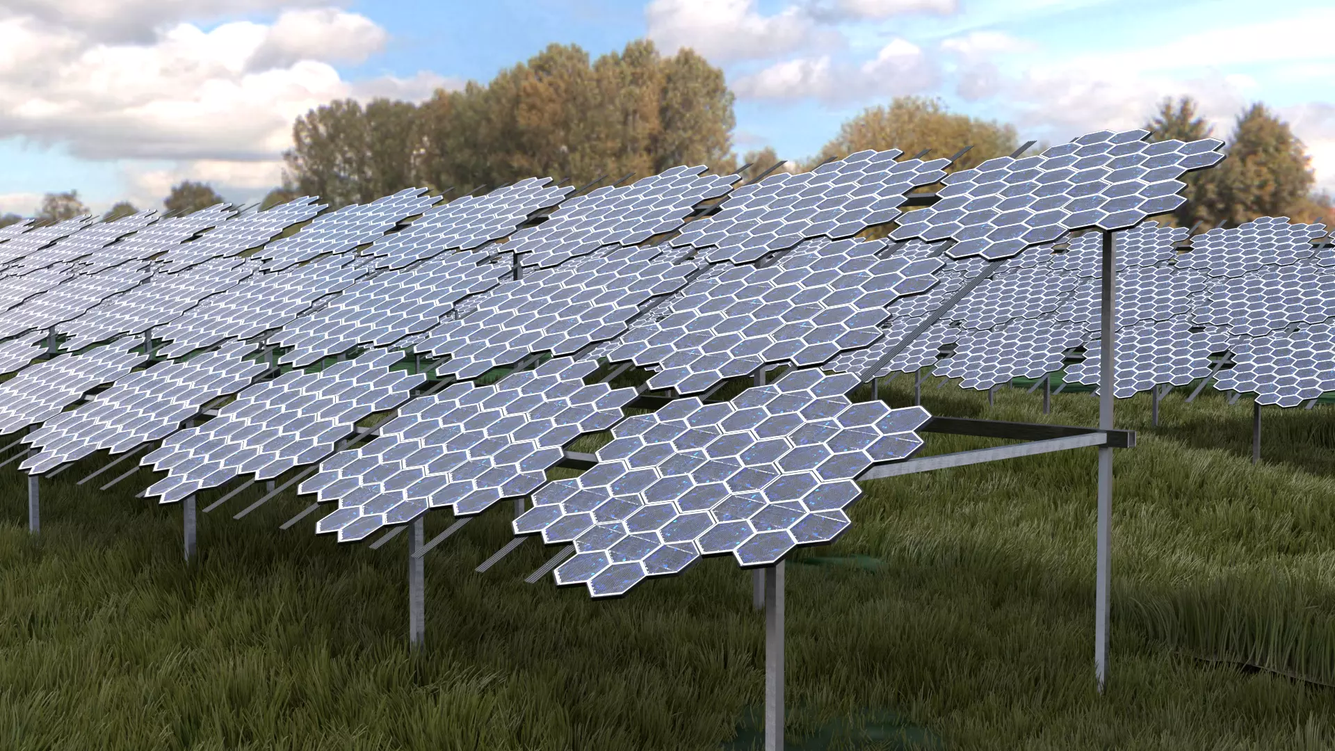 Pv Array Graphics 3D model Hexagonal pv solar panel array VR / AR / low-poly | CGTrader