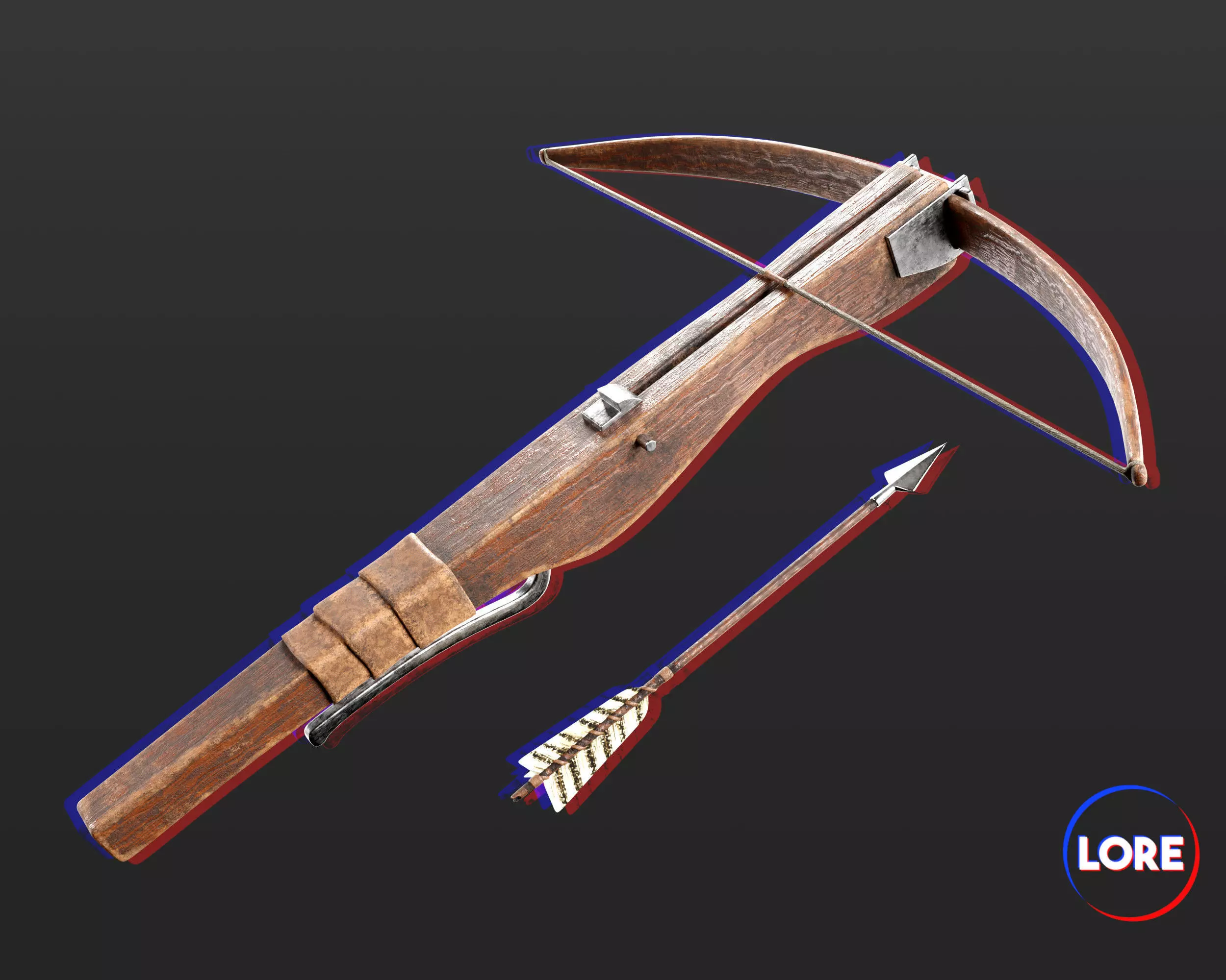 Medieval Common Weapon Crossbow Low-poly 3D model_0