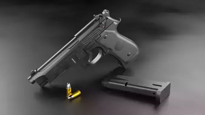 Beretta M9A1 9mm Handgun Low-poly 3D model
