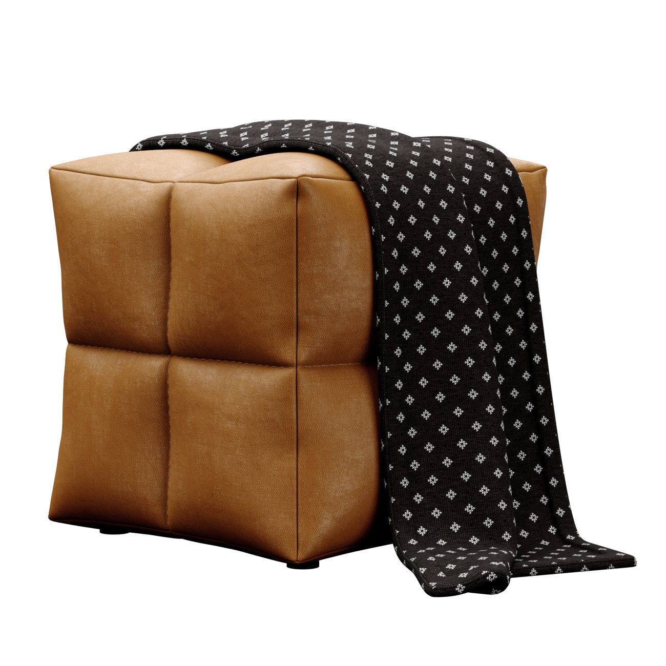 Leather Ottoman by Monarch 3D model_1