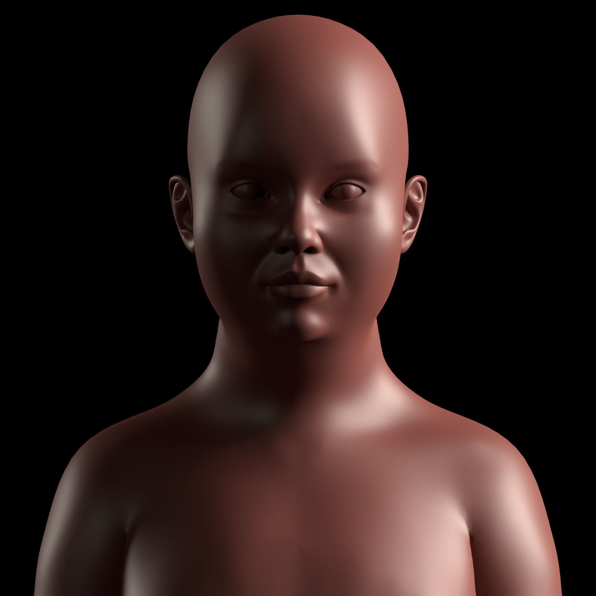 Realistic Human Basemesh - Rigged - UVMapped - Plus size Child Low-poly 3D model_5