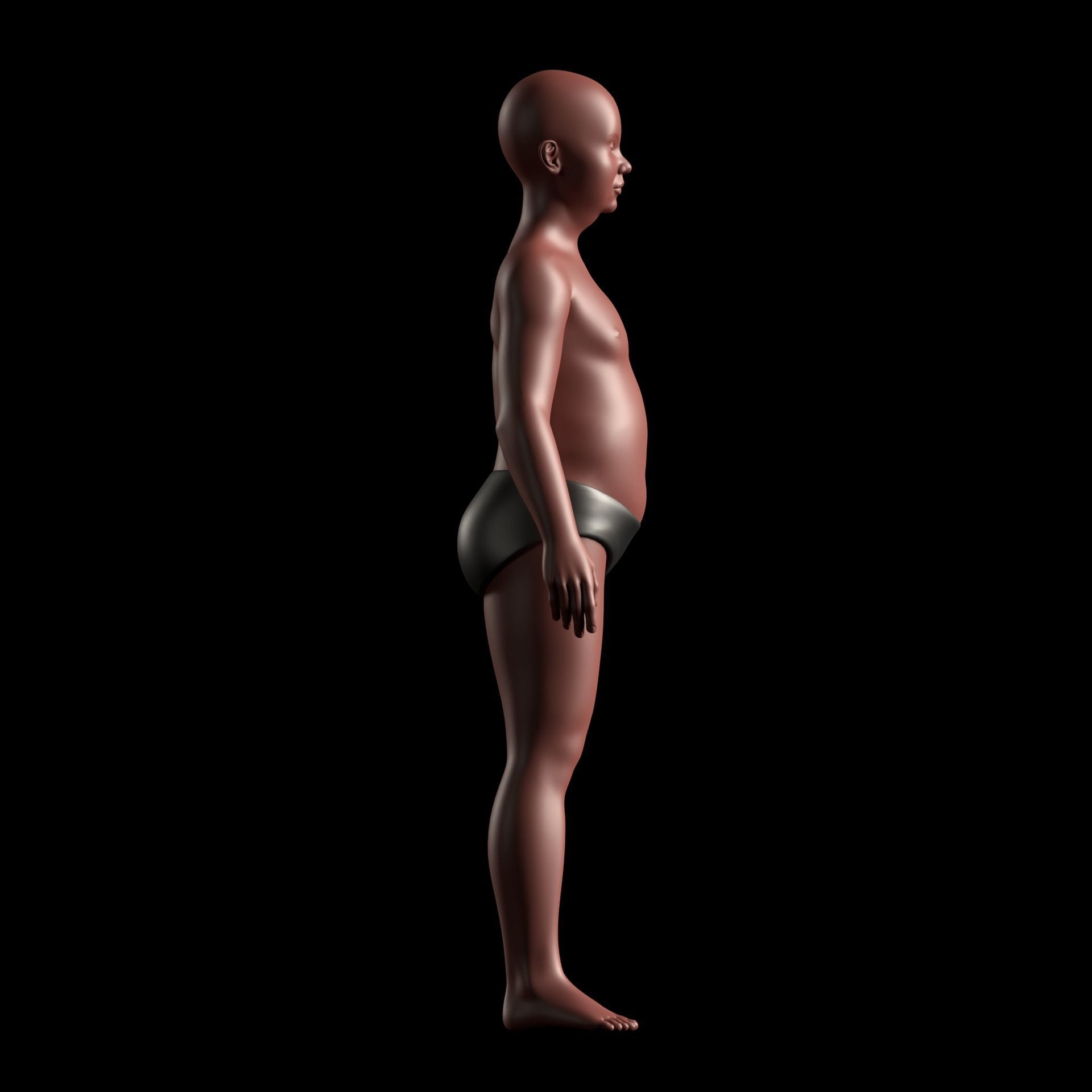 Realistic Human Basemesh - Rigged - UVMapped - Plus size Child Low-poly 3D model_3