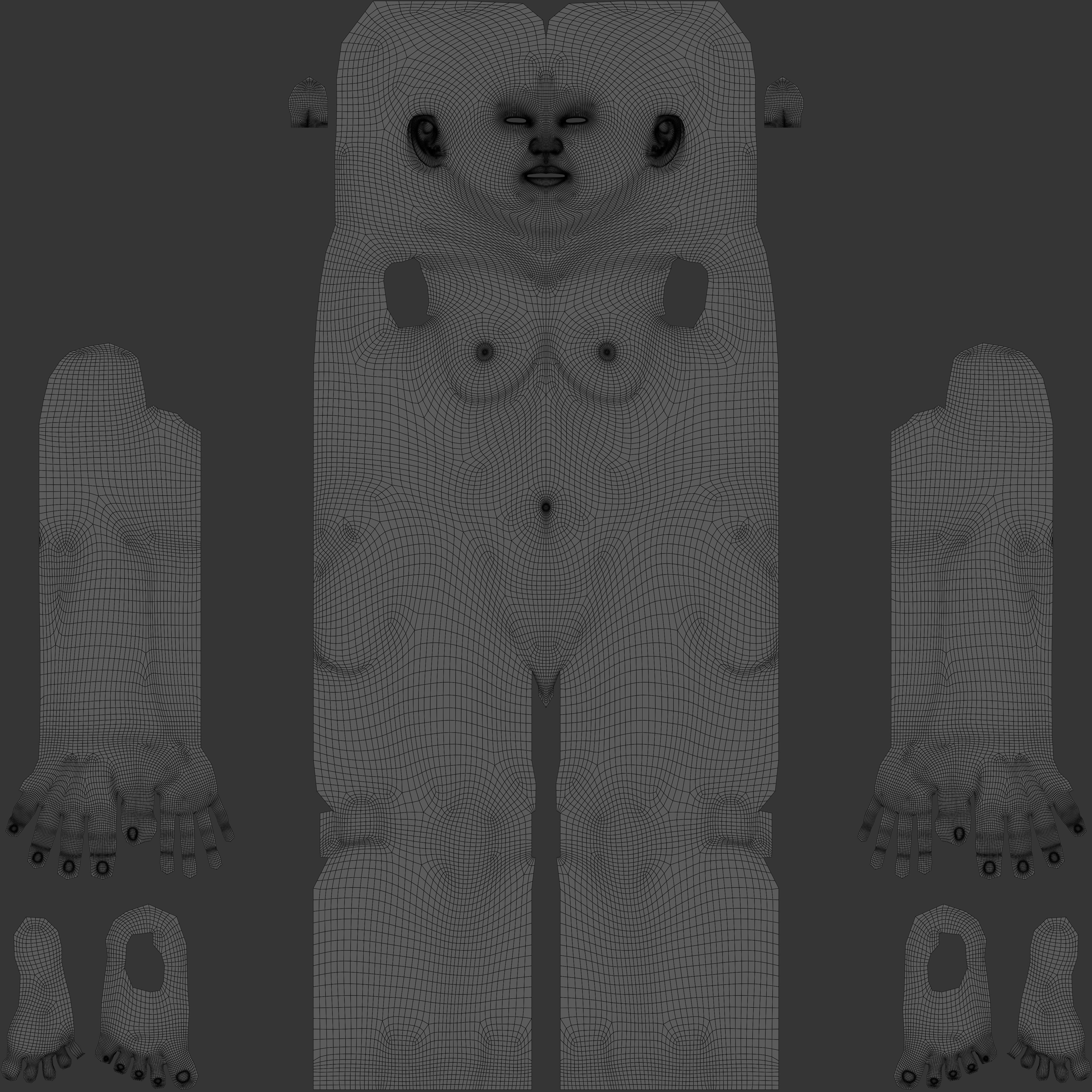 Realistic Human Basemesh - Rigged - UVMapped - Plus size Child Low-poly 3D model_8