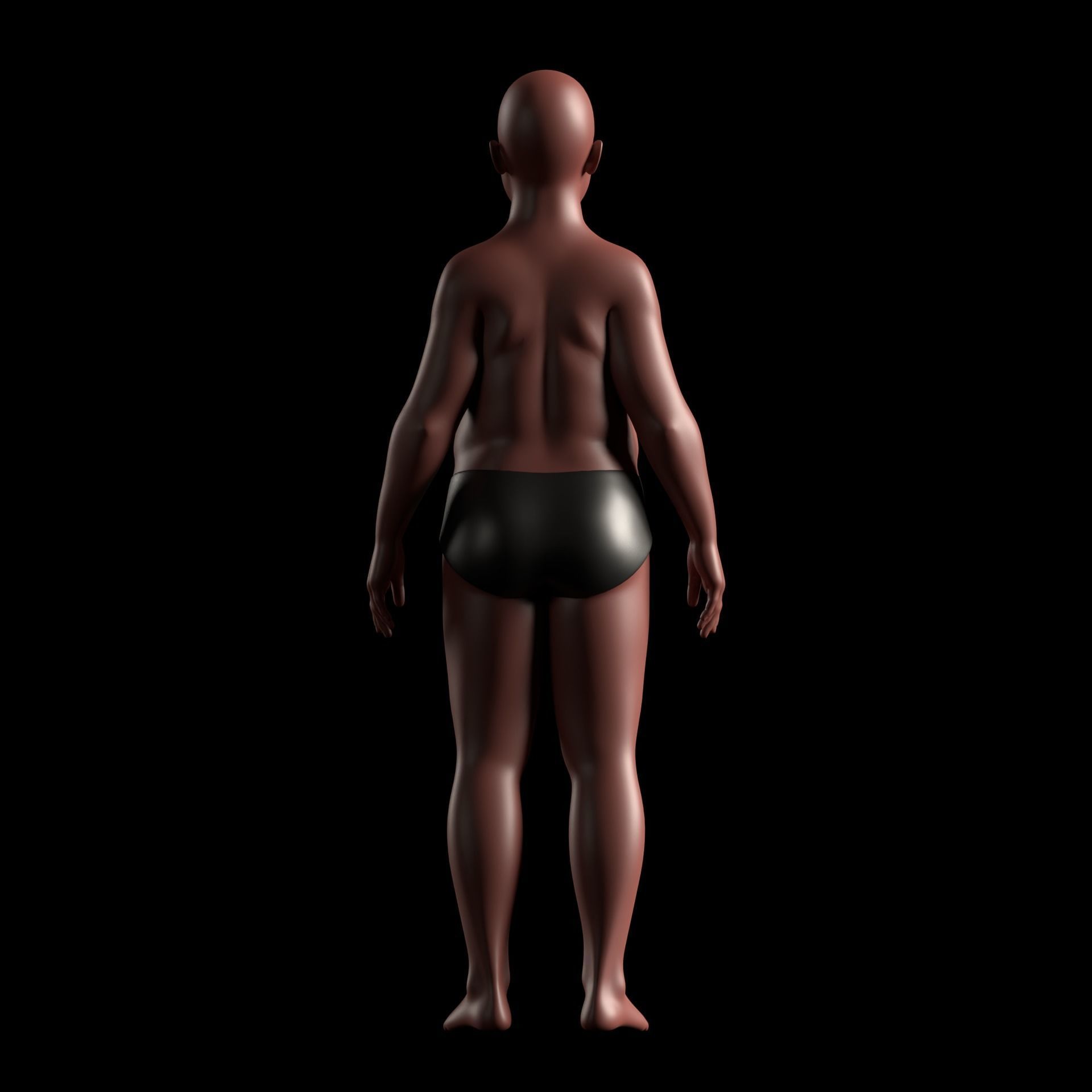 Realistic Human Basemesh - Rigged - UVMapped - Plus size Child Low-poly 3D model_4