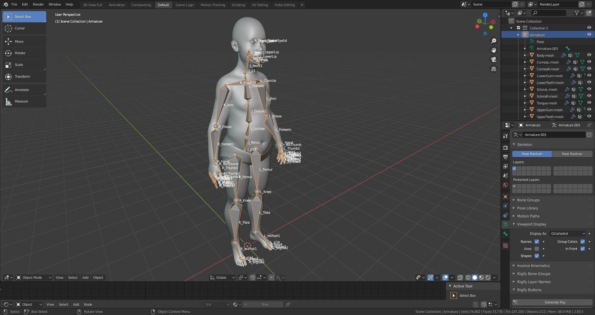 Realistic Human Basemesh - Rigged - UVMapped - Plus size Child Low-poly 3D model_7