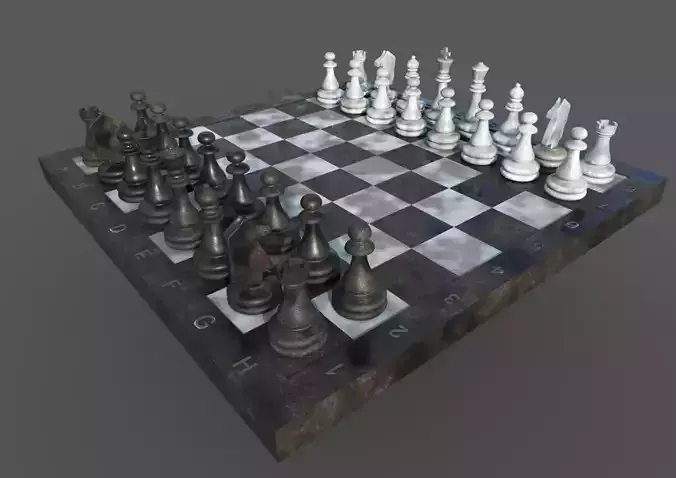 Chess board with pieces
