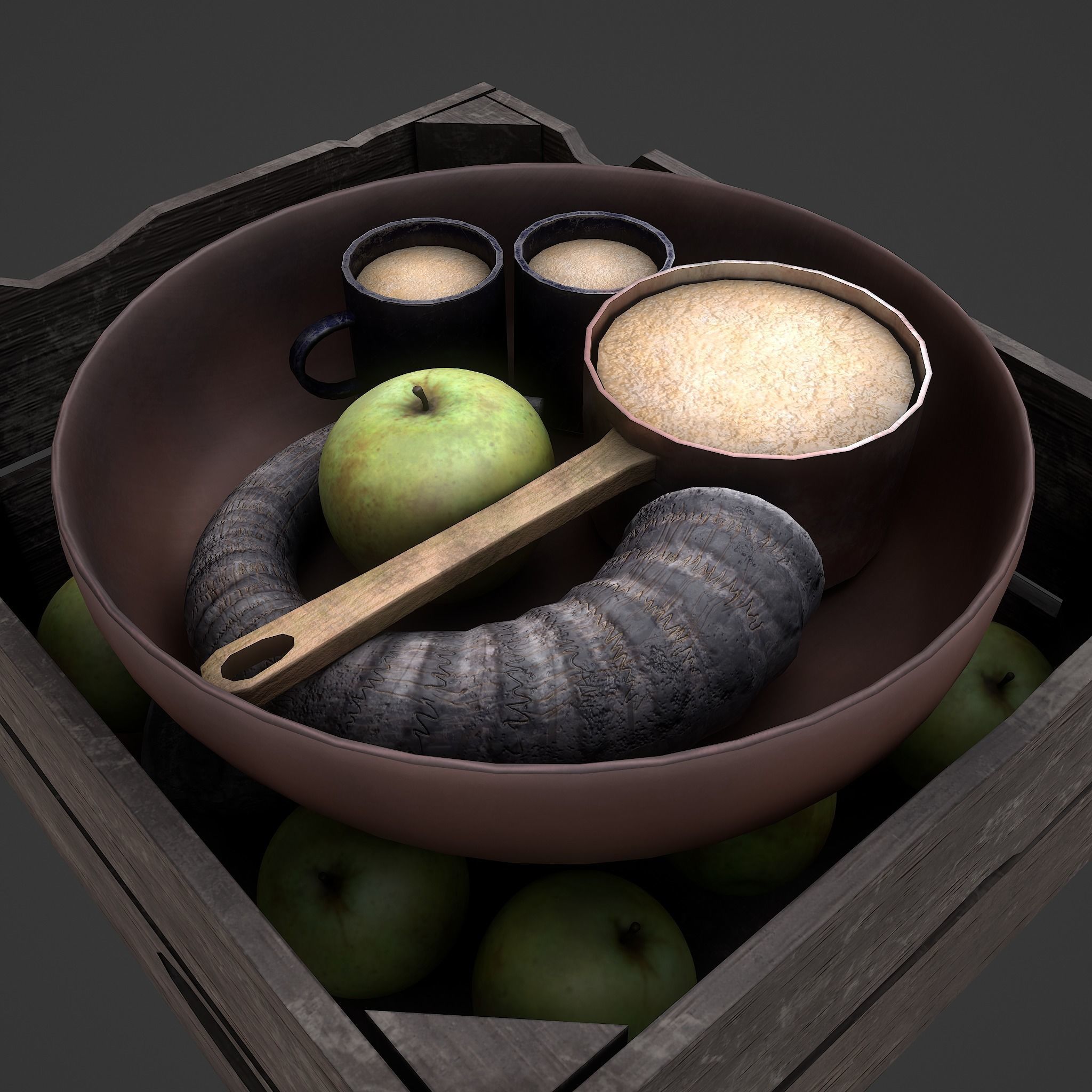 Apples and Horns Crate Low-poly 3D model_24