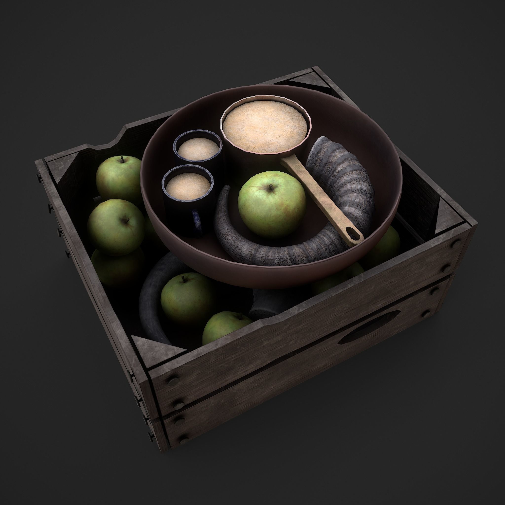 Apples and Horns Crate Low-poly 3D model_3