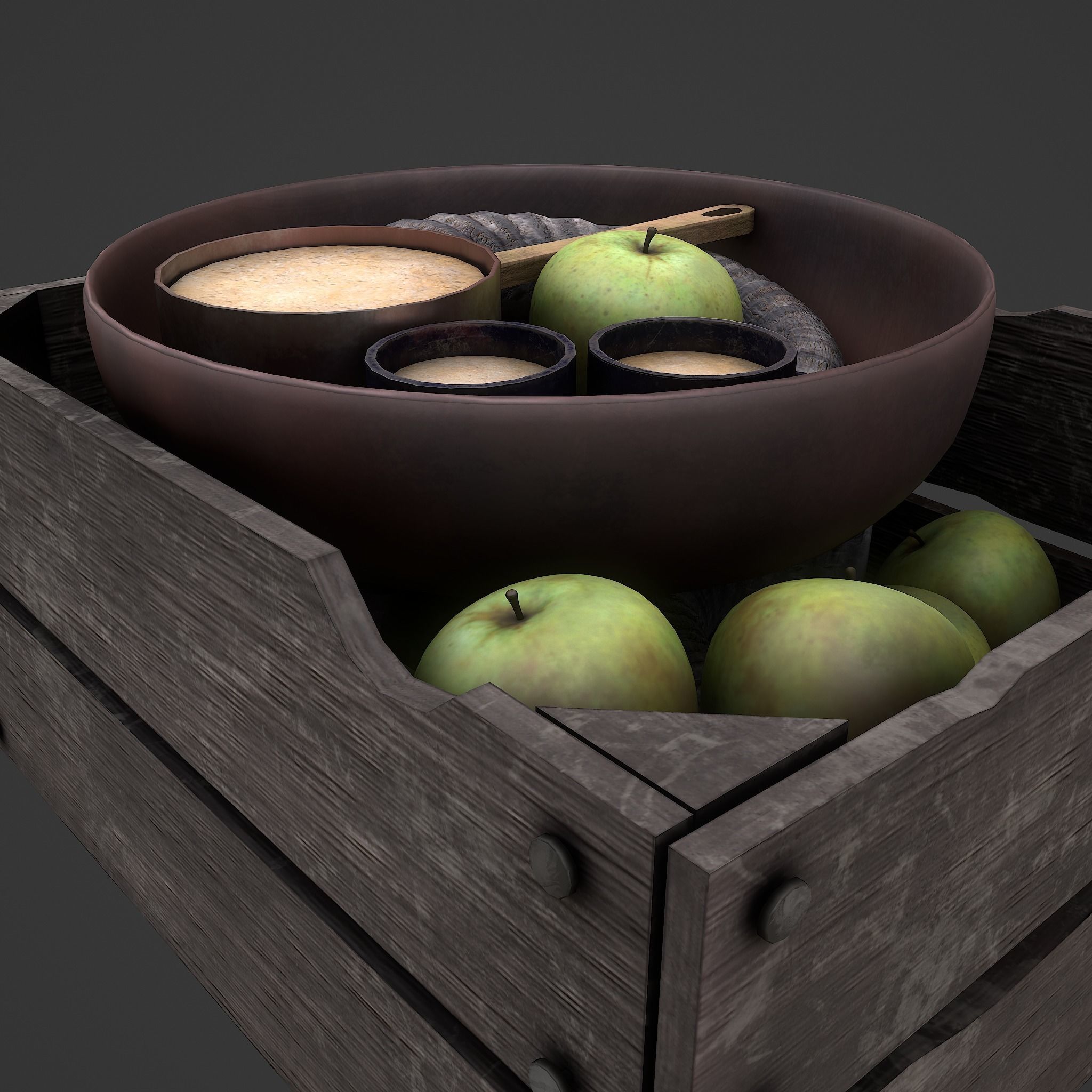 Apples and Horns Crate Low-poly 3D model_22