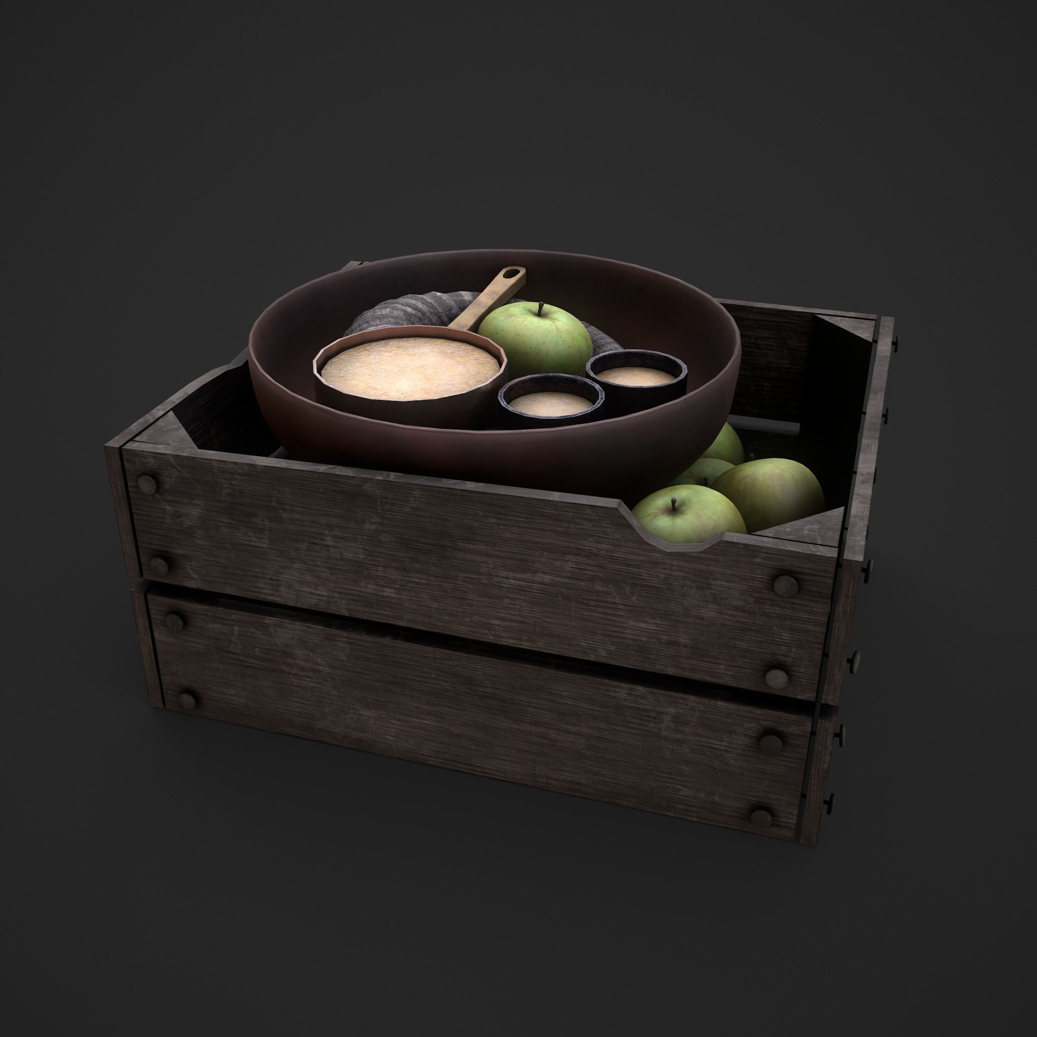 Apples and Horns Crate Low-poly 3D model_13