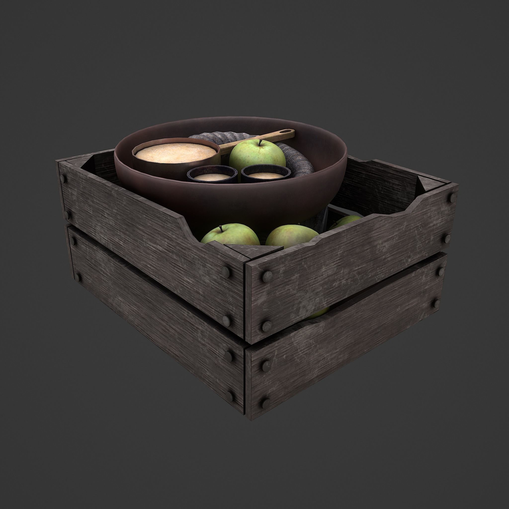 Apples and Horns Crate Low-poly 3D model_21