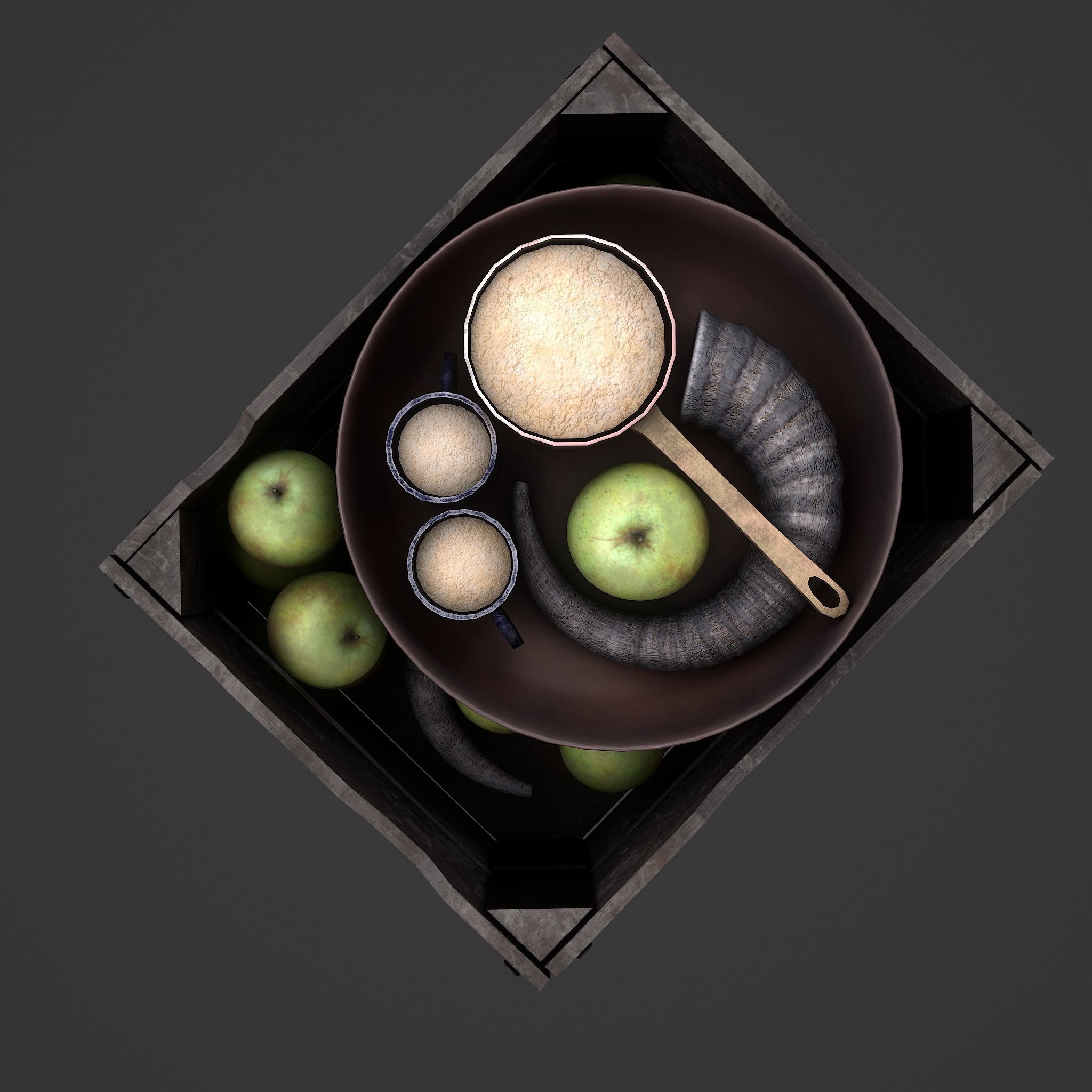 Apples and Horns Crate Low-poly 3D model_20