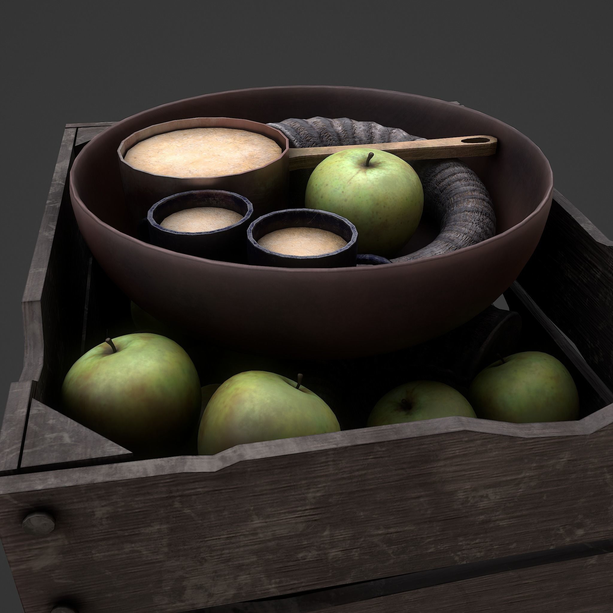 Apples and Horns Crate Low-poly 3D model_26