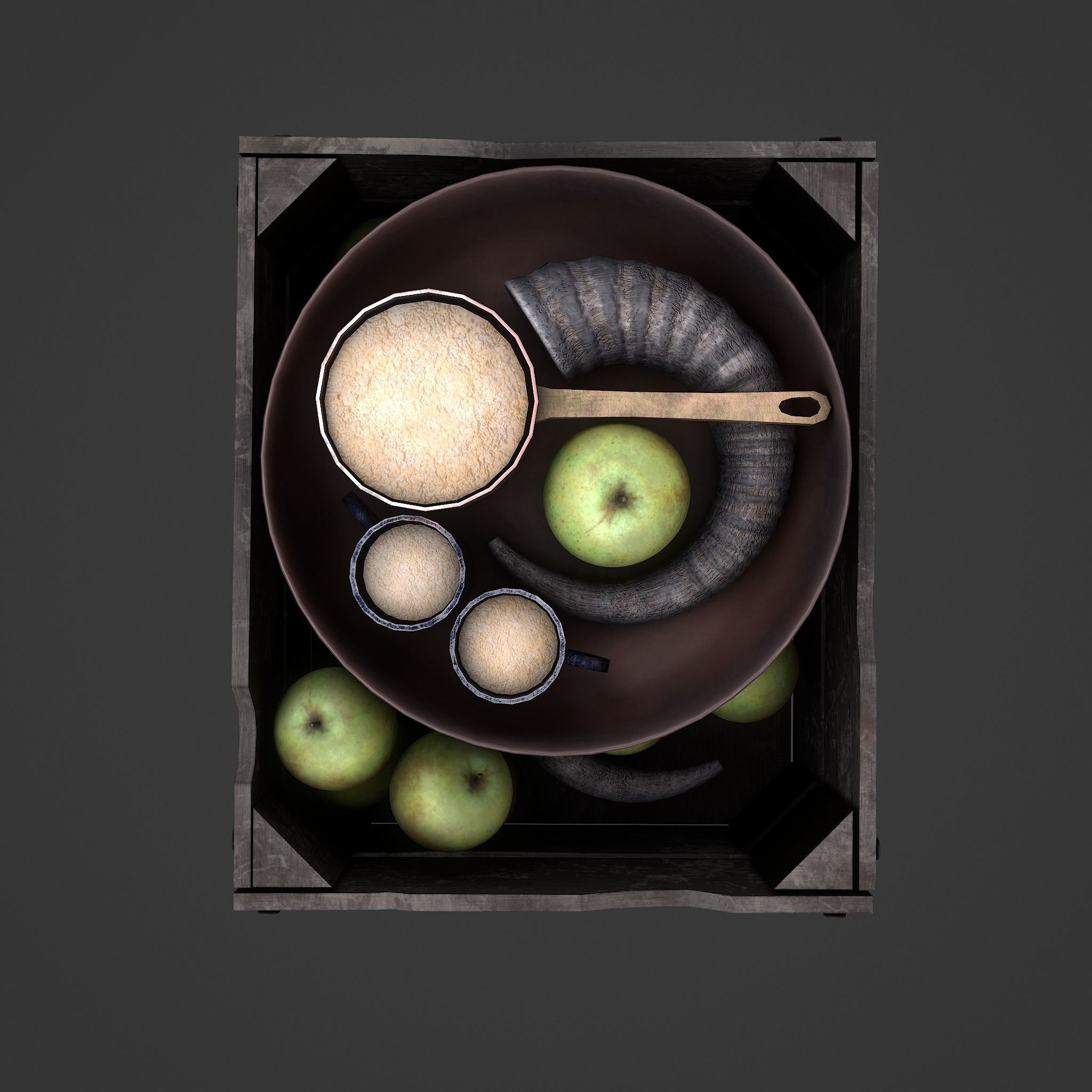 Apples and Horns Crate Low-poly 3D model_5