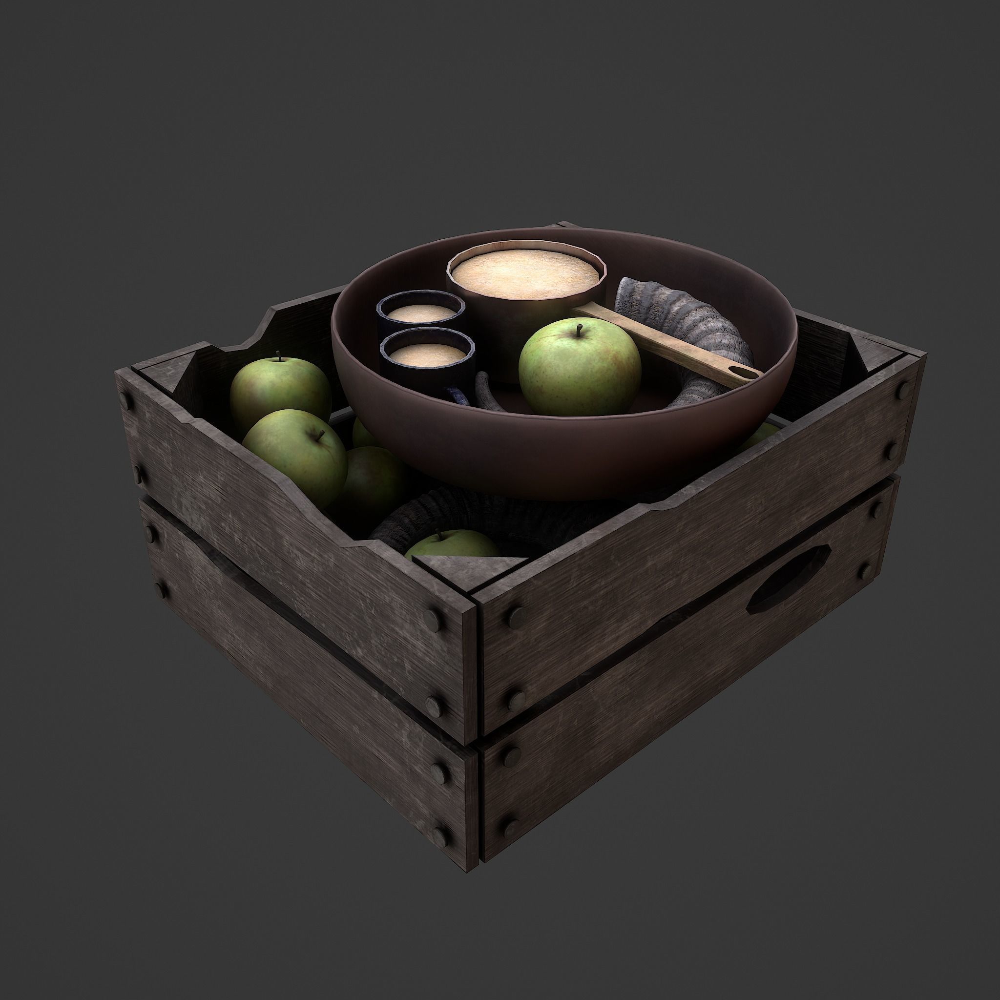 Apples and Horns Crate Low-poly 3D model_18