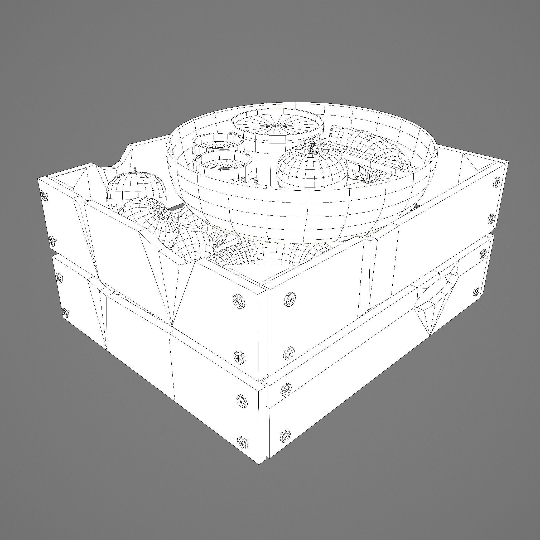 Apples and Horns Crate Low-poly 3D model_48