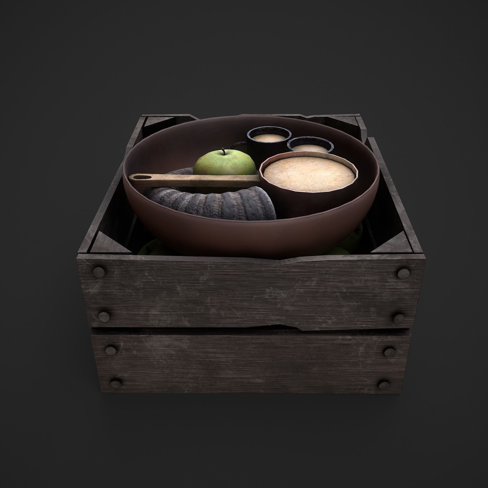 Apples and Horns Crate Low-poly 3D model_12