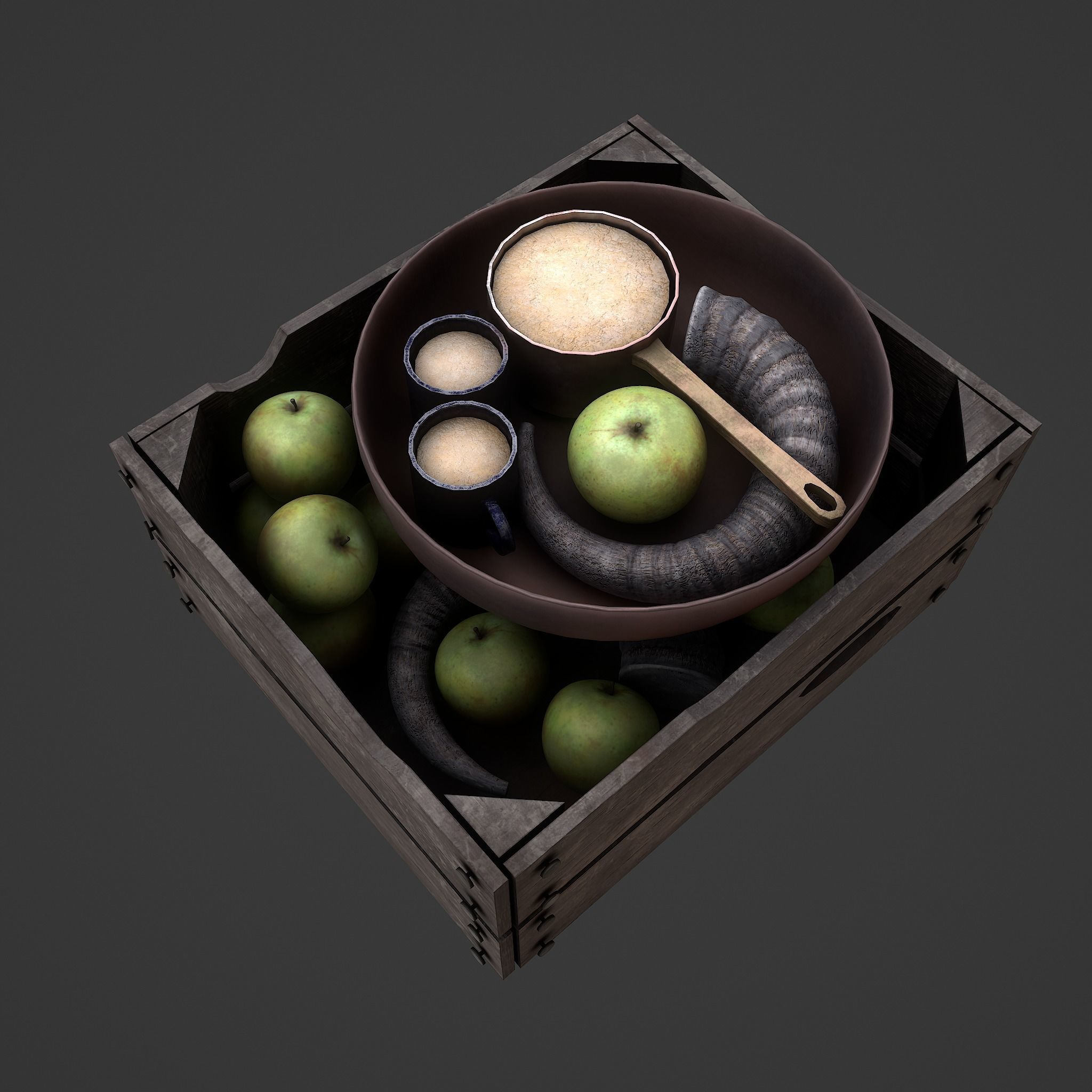 Apples and Horns Crate Low-poly 3D model_19