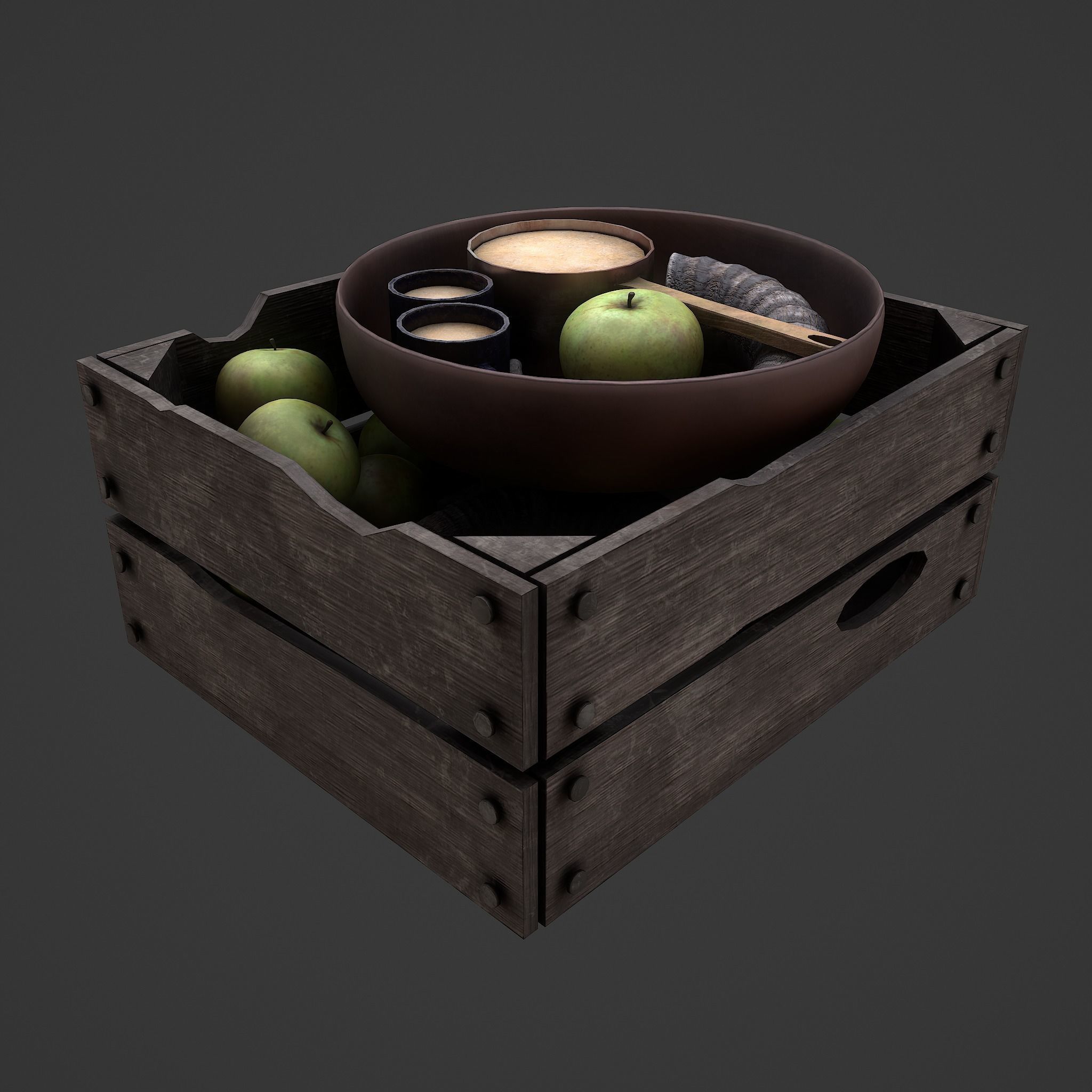 Apples and Horns Crate Low-poly 3D model_49