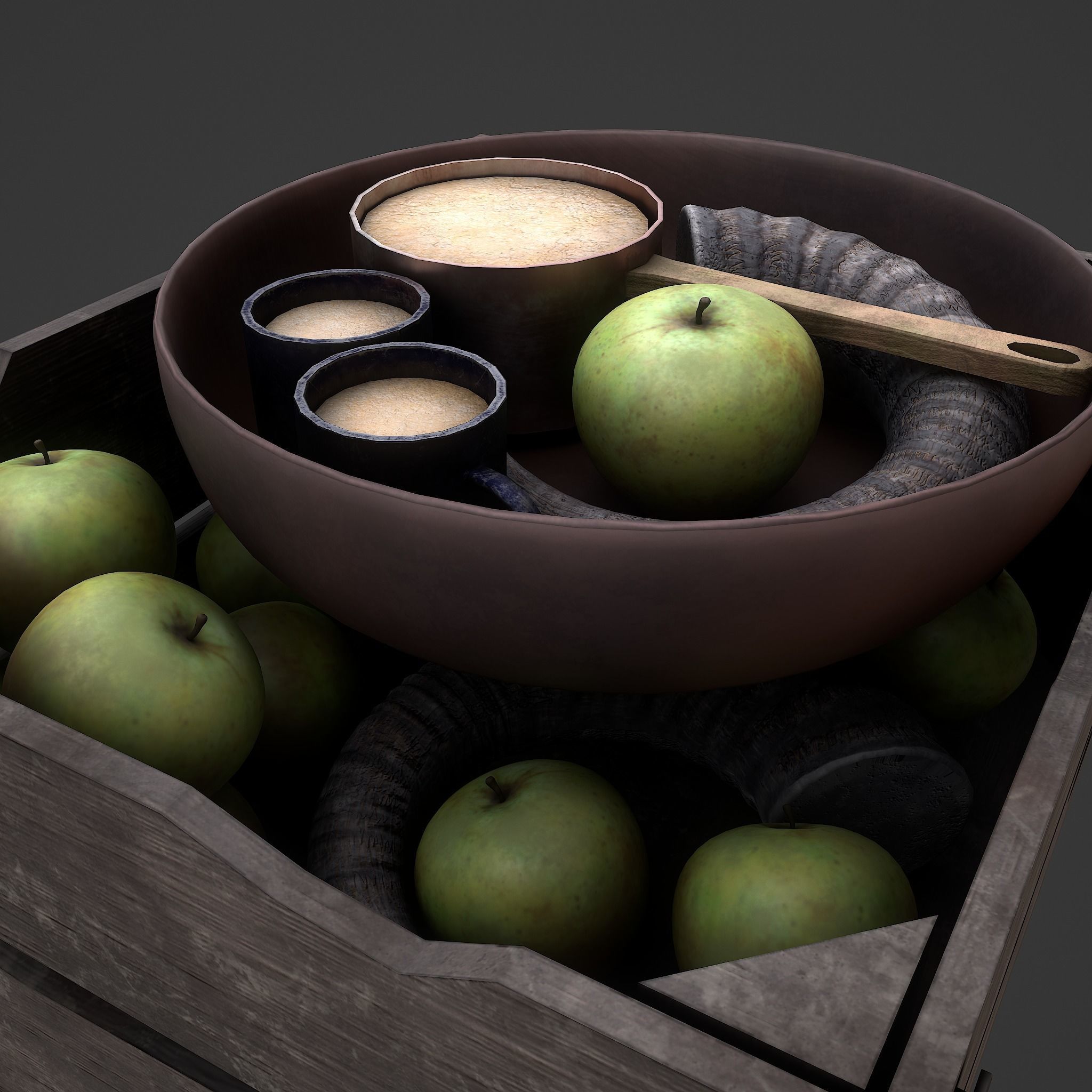 Apples and Horns Crate Low-poly 3D model_23