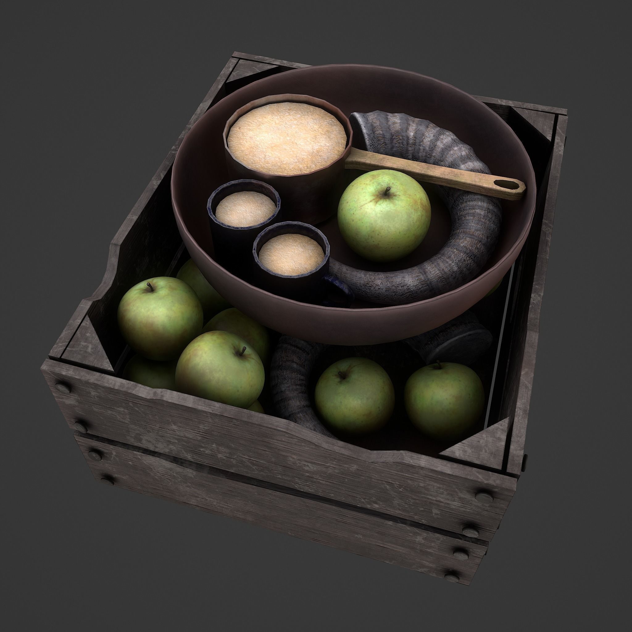 Apples and Horns Crate Low-poly 3D model_4