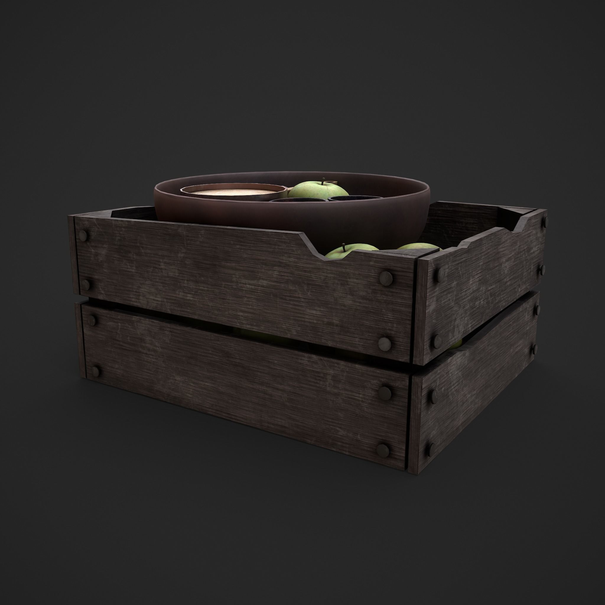 Apples and Horns Crate Low-poly 3D model_14