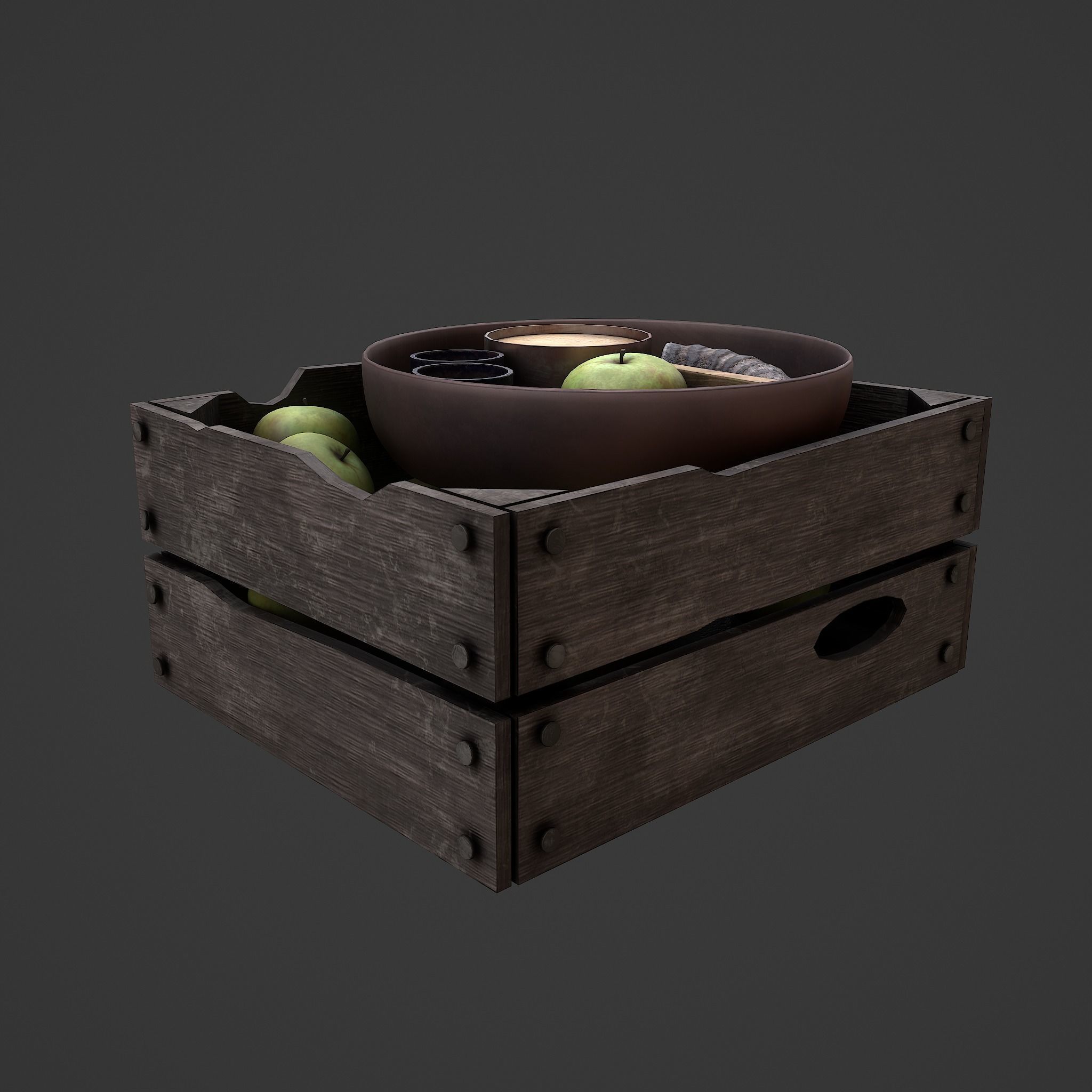 Apples and Horns Crate Low-poly 3D model_17