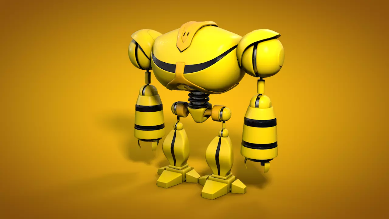 Yellow Robot 3D model_0