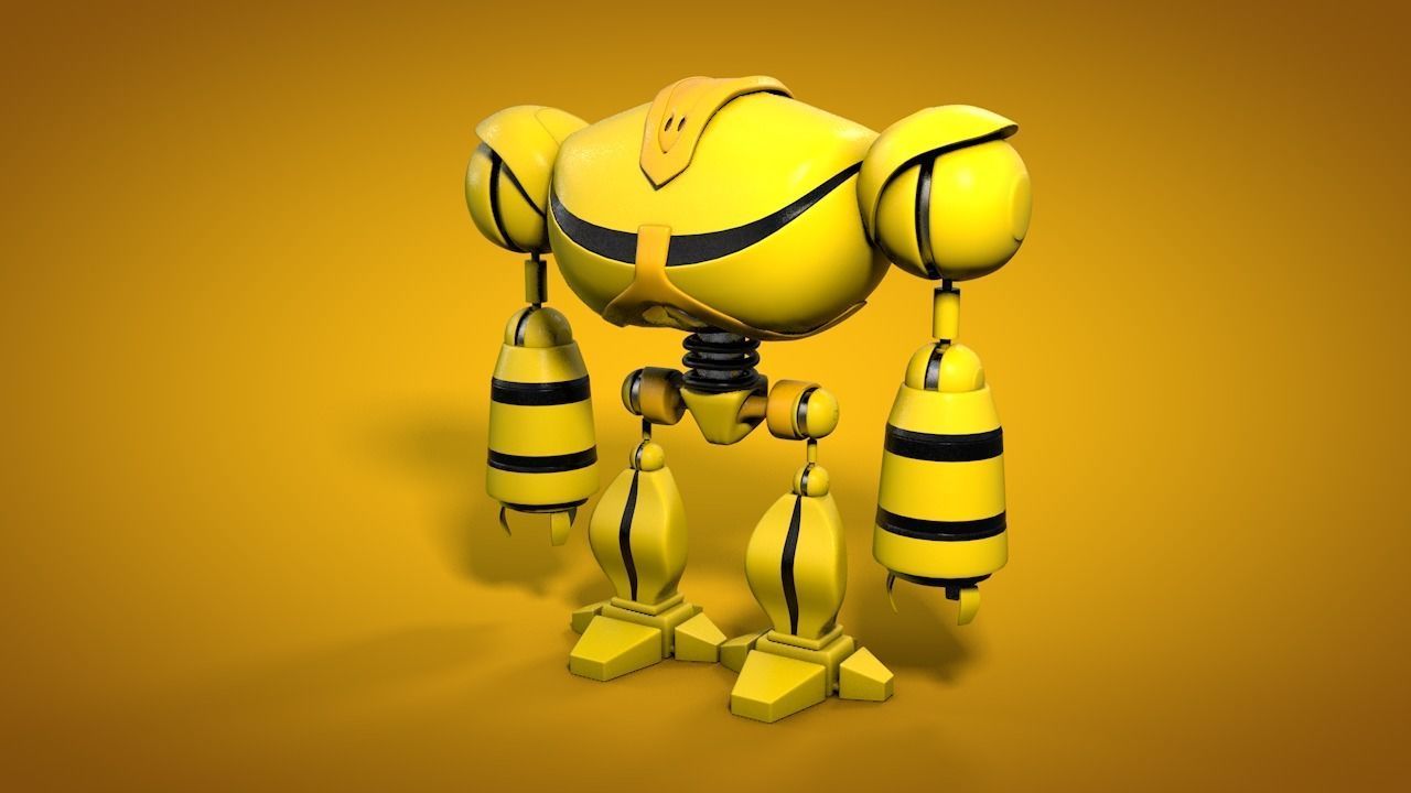 Yellow Robot 3D model rigged CGTrader