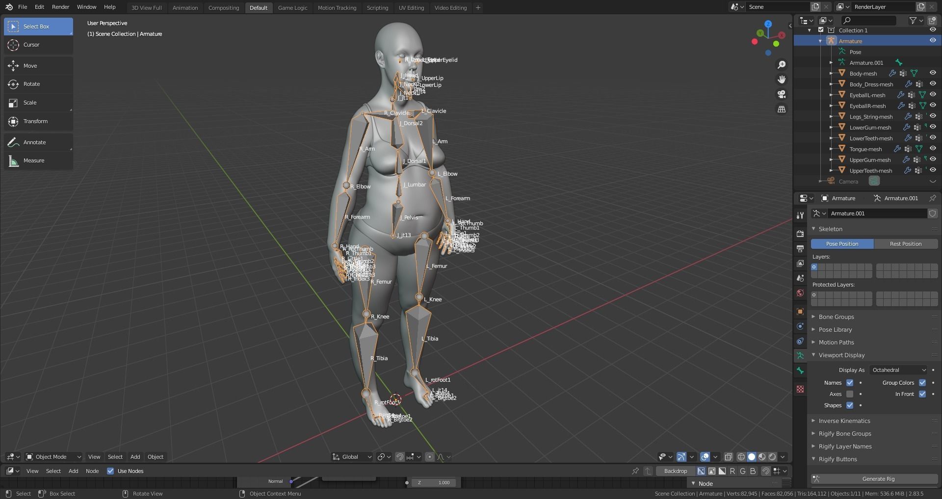 Realistic Human Basemesh - Rigged - UVMapped - Plus size Low-poly 3D model_17