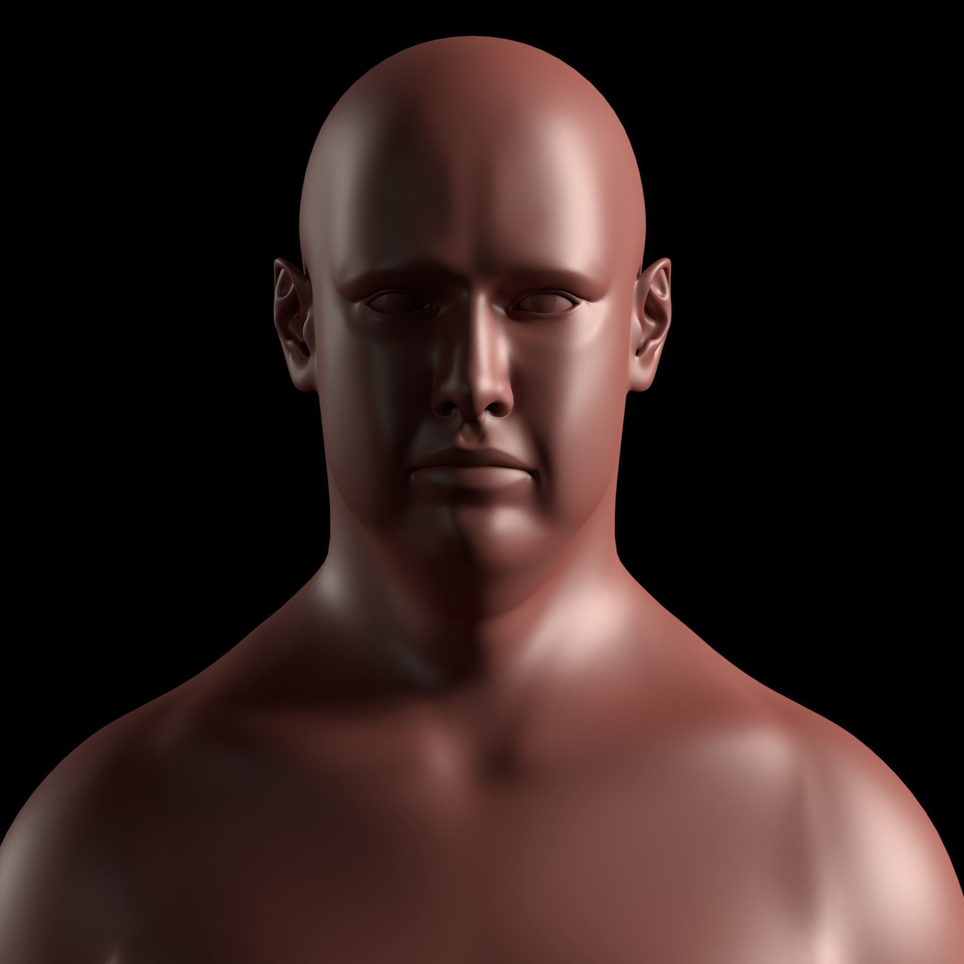 Realistic Human Basemesh - Rigged - UVMapped - Plus size Low-poly 3D model_4