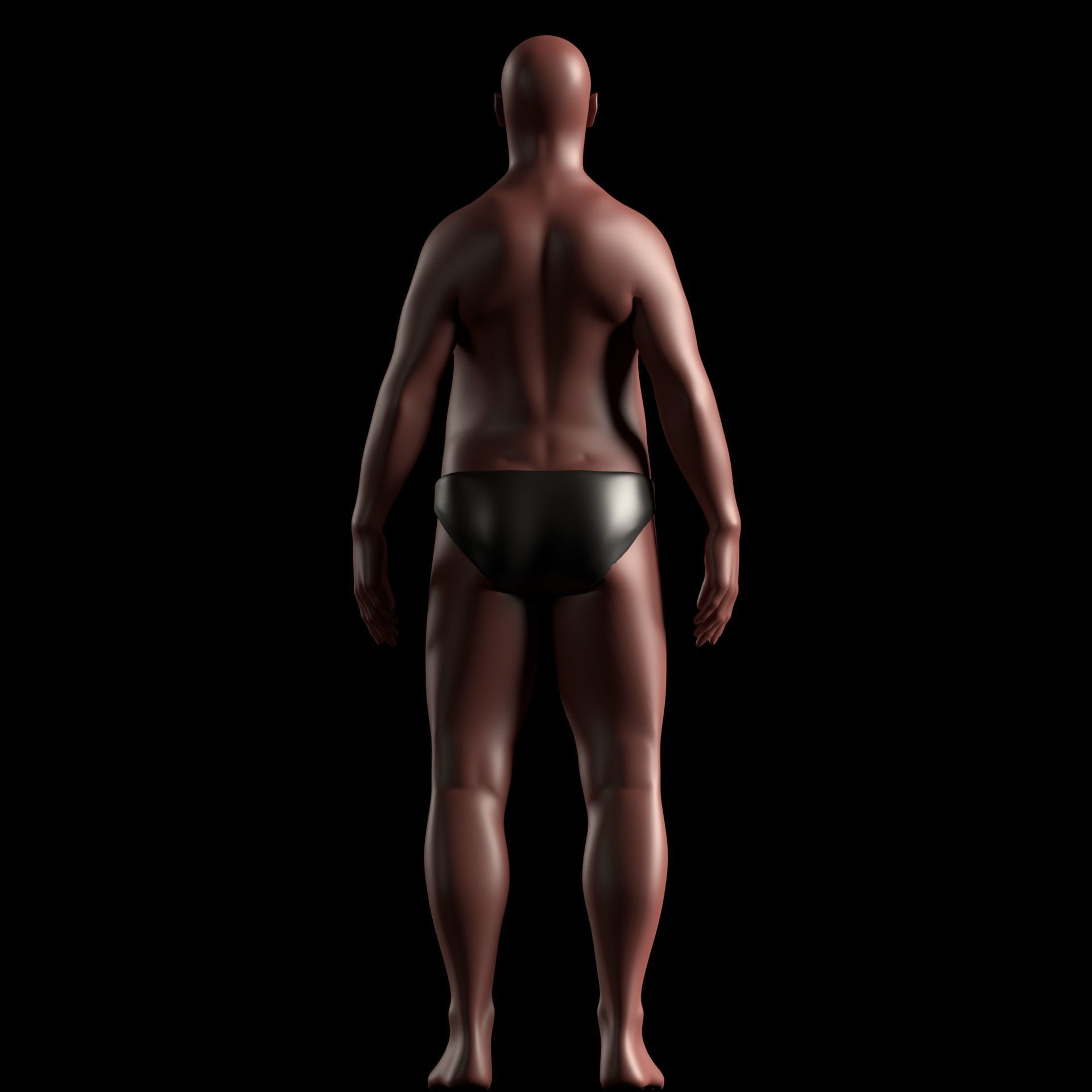 Realistic Human Basemesh - Rigged - UVMapped - Plus size Low-poly 3D model_9
