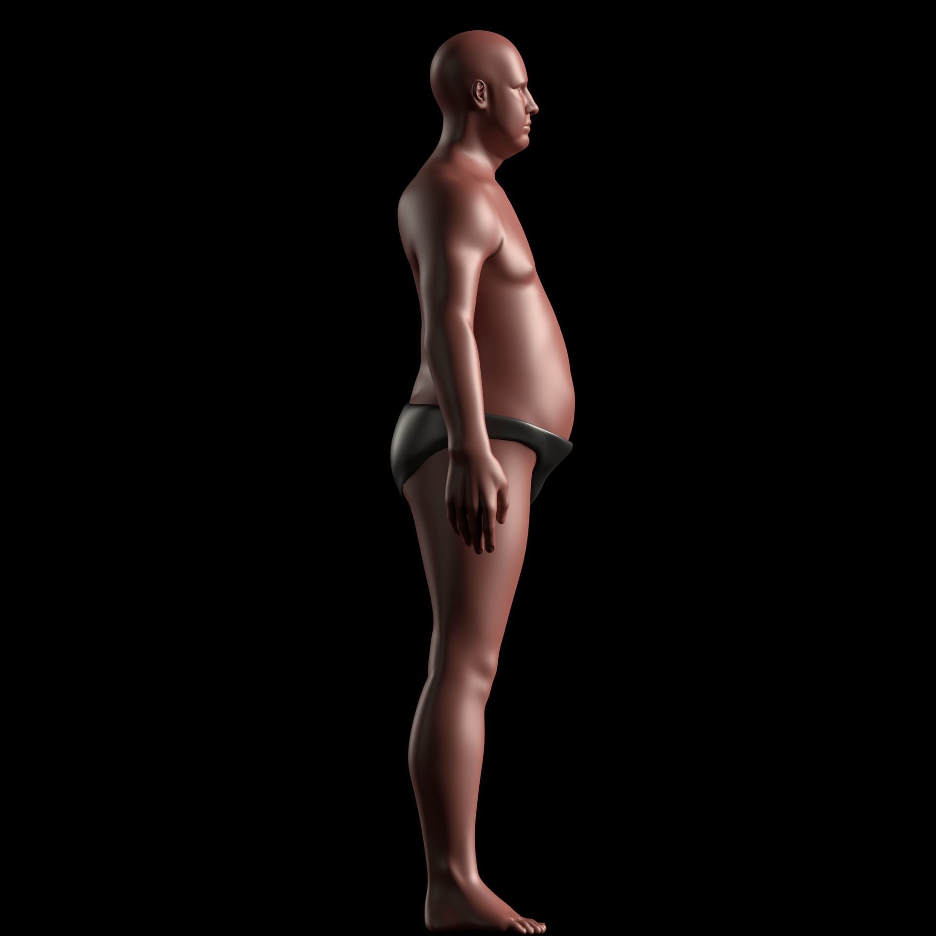Realistic Human Basemesh - Rigged - UVMapped - Plus size Low-poly 3D model_8