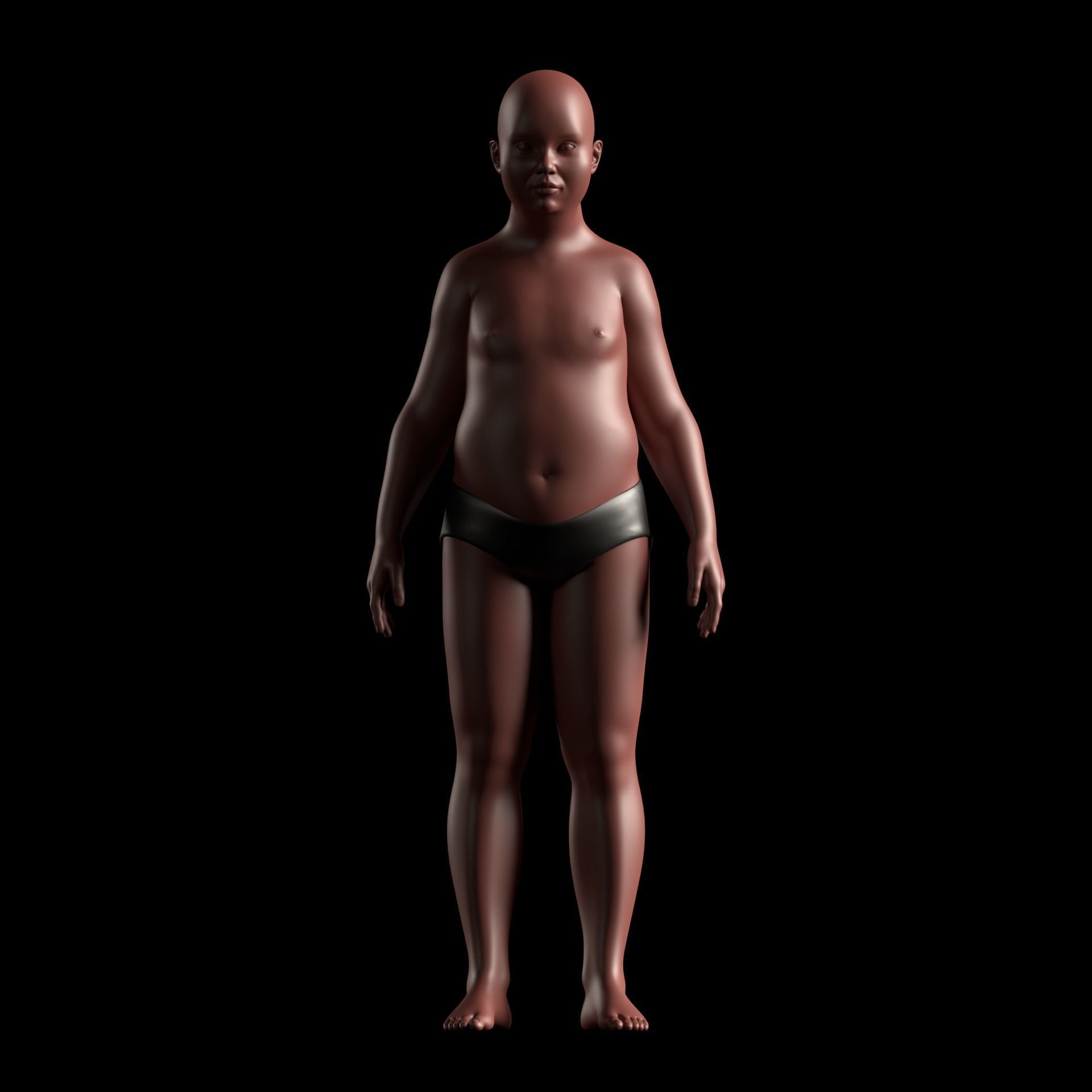 Realistic Human Basemesh - Rigged - UVMapped - Plus size Low-poly 3D model_13