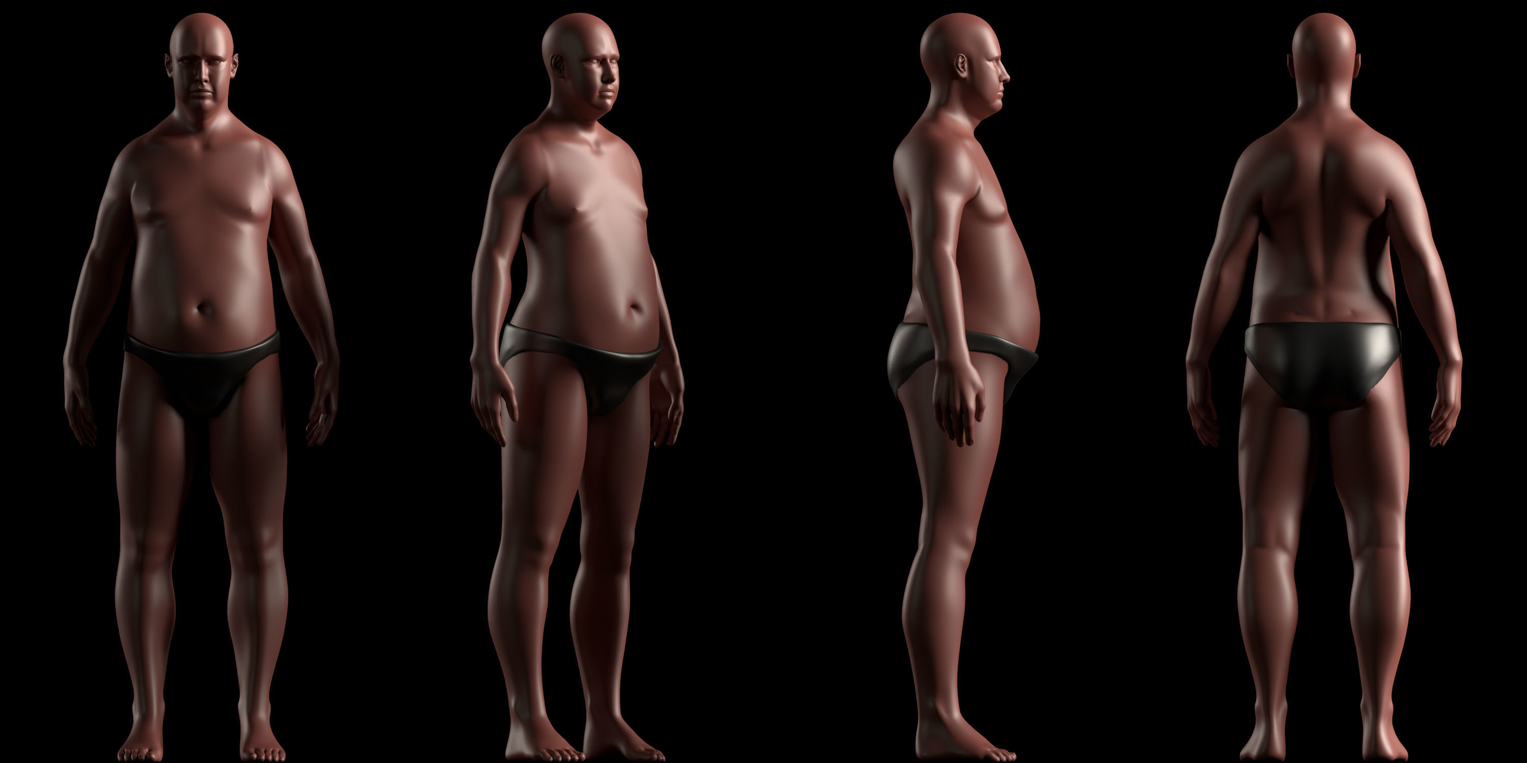 Realistic Human Basemesh - Rigged - UVMapped - Plus size Low-poly 3D model_1