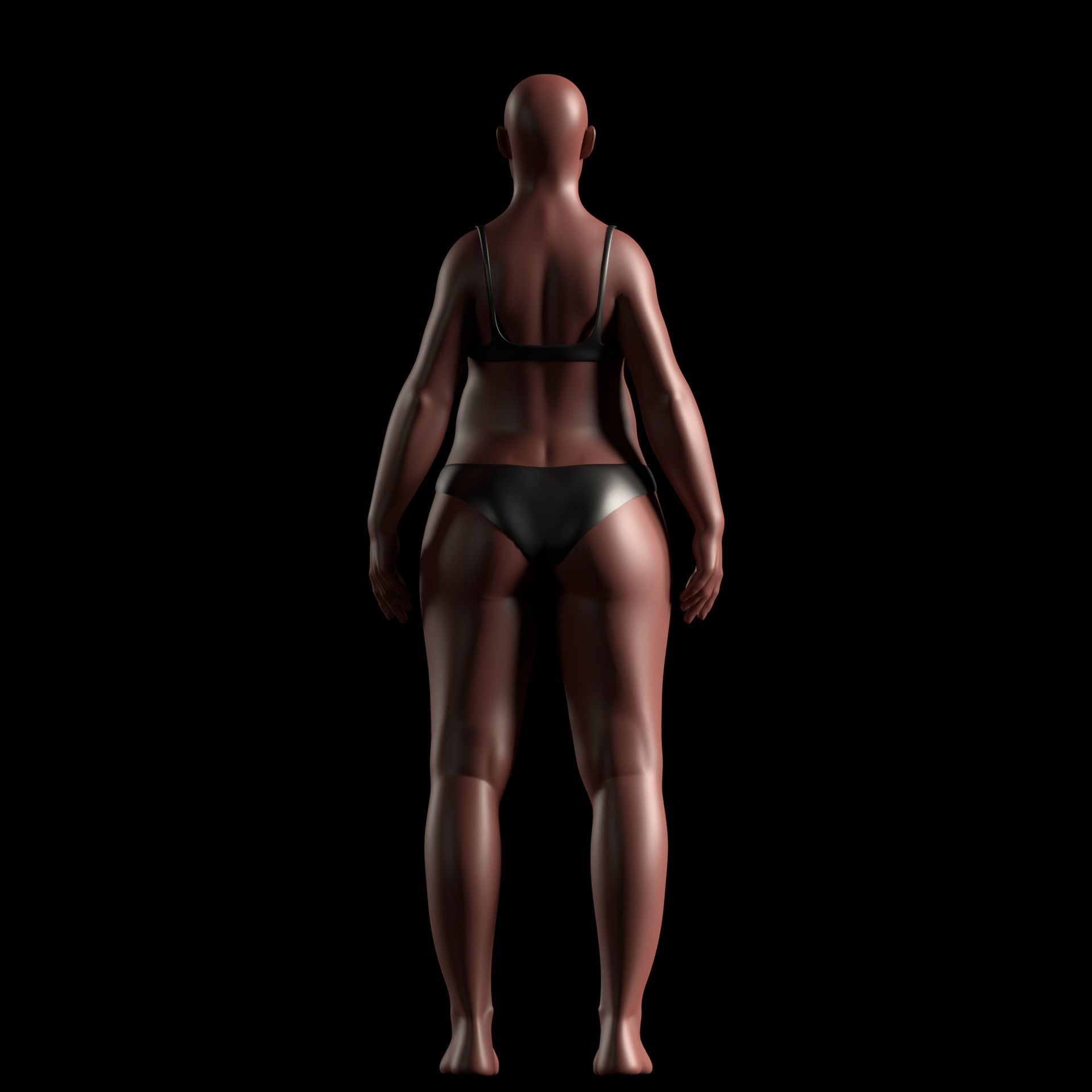 Realistic Human Basemesh - Rigged - UVMapped - Plus size Low-poly 3D model_12